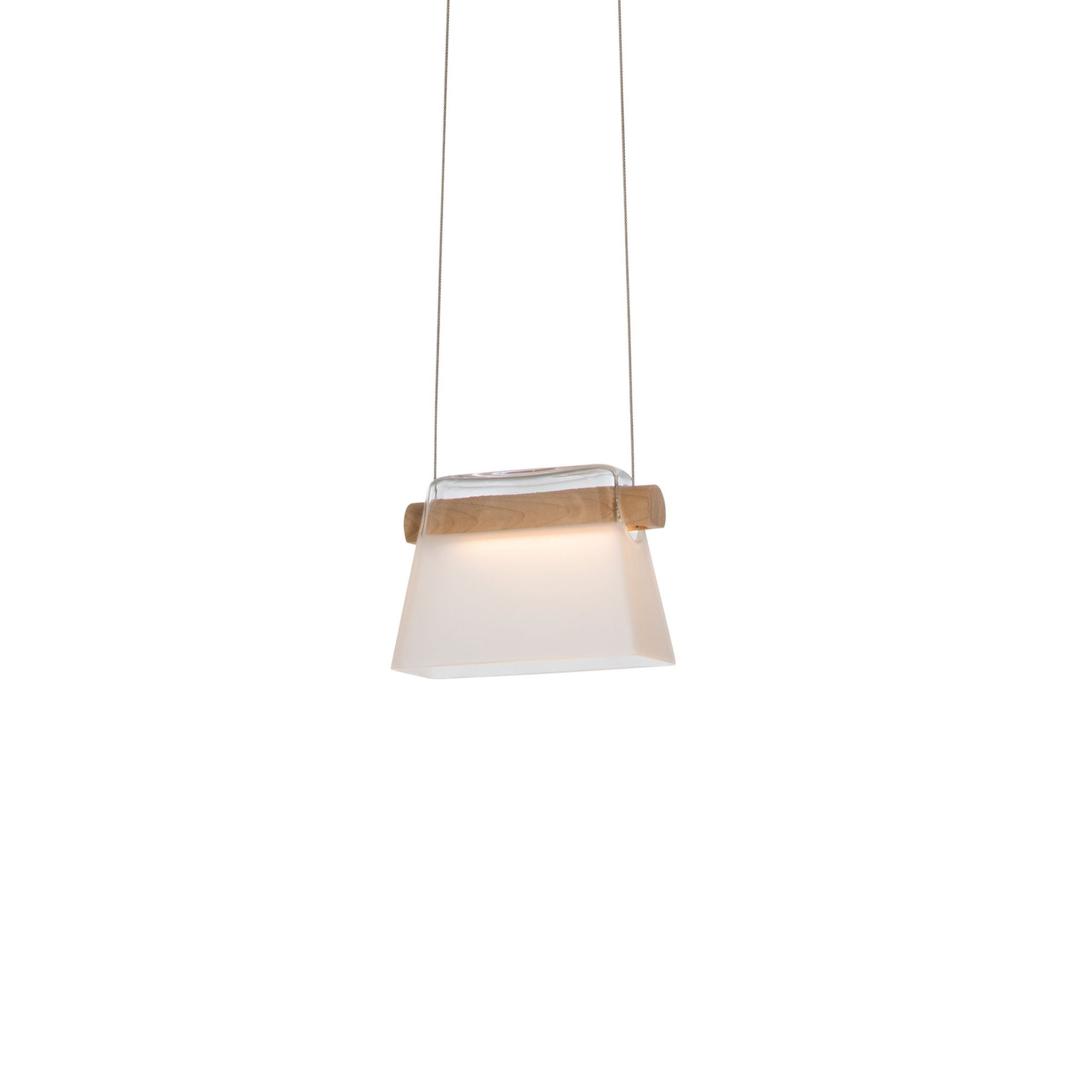 Cowbell LED Mini Pendant Maple Wood LED Clear Glass with Frosted Diffuser (YE) in Black