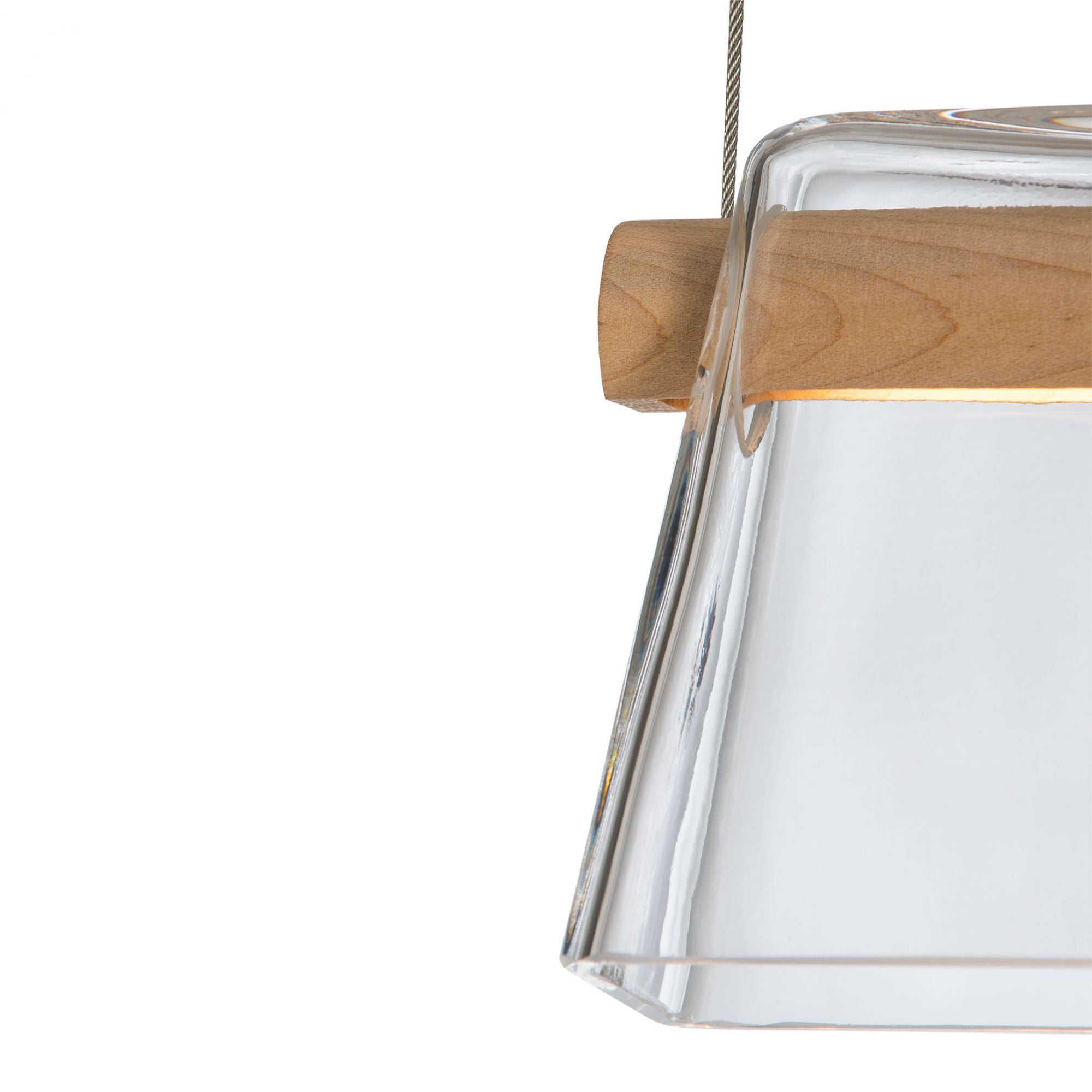Cowbell LED Mini Pendant Maple Wood LED Clear Glass (ZM) in Black