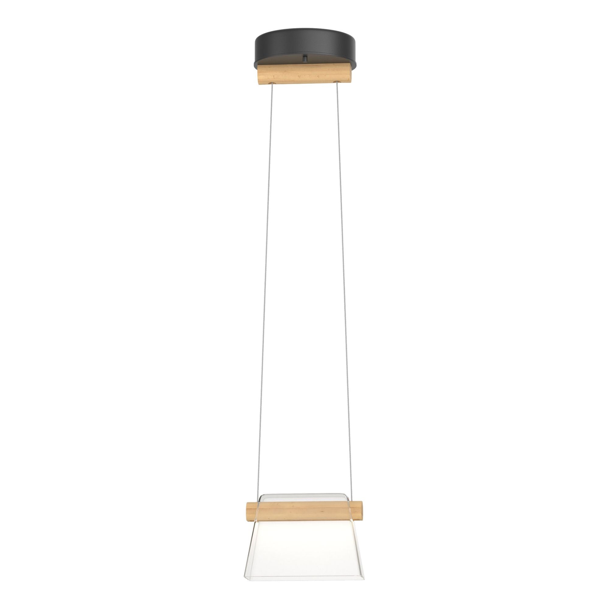 Cowbell LED Mini Pendant Maple Wood LED Clear Glass (ZM) in Black