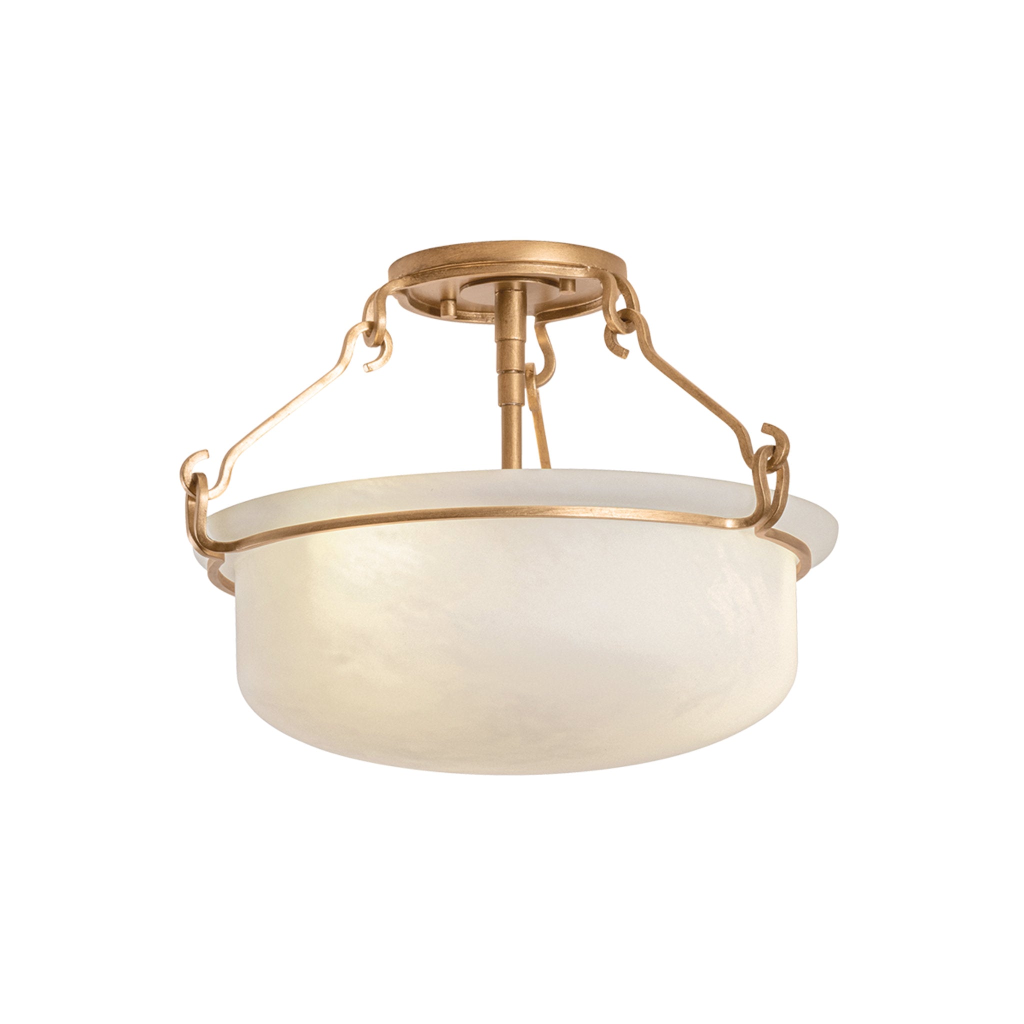 Lowerre 2-Light Semi Flush in Patina Gold Leaf 16.5W x 11.5H