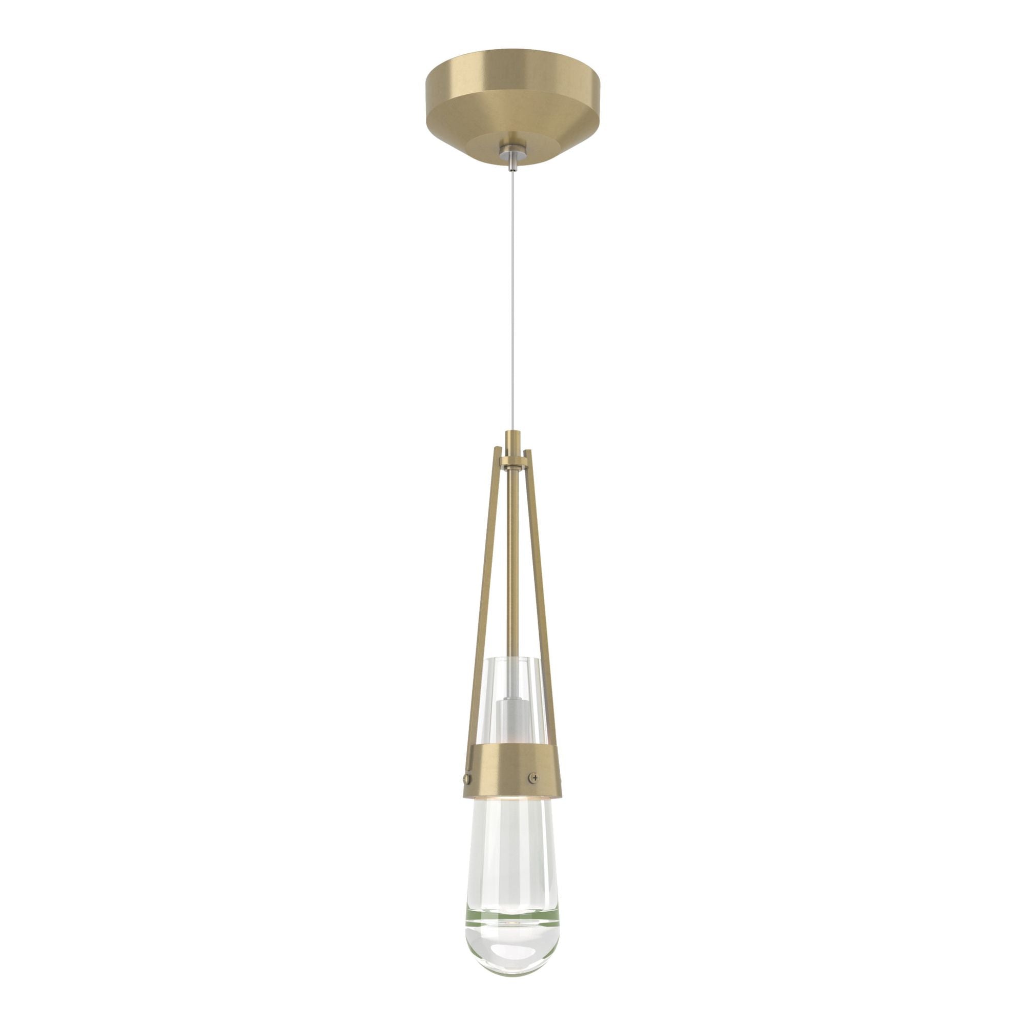 Link Clear Glass Low Voltage Mini Pendant 1-Light Clear Glass (ZM) in Modern Brass