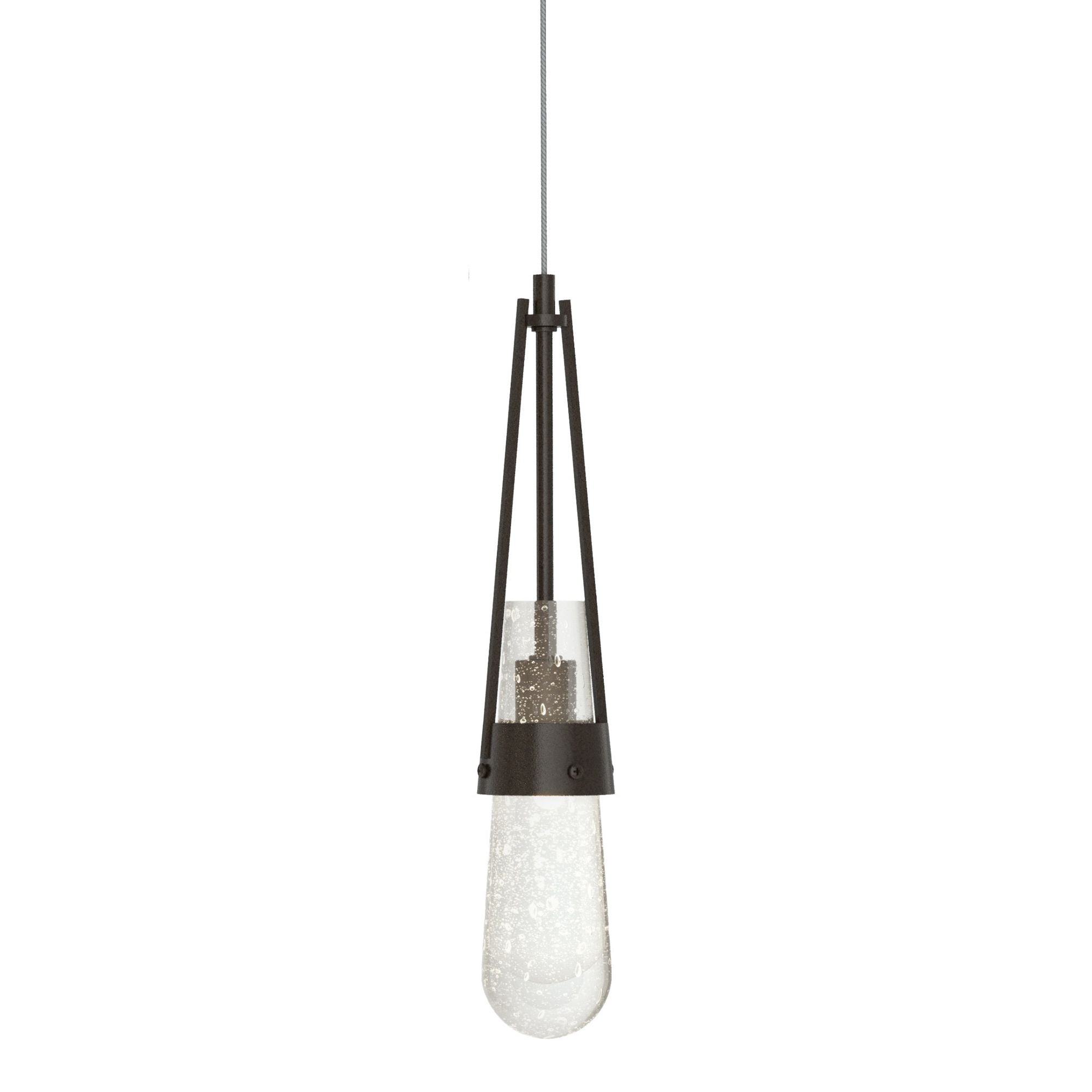 Link Blown Glass Low Voltage Mini Pendant 1-Light Clear Bubble Glass (YG) in Oil Rubbed Bronze