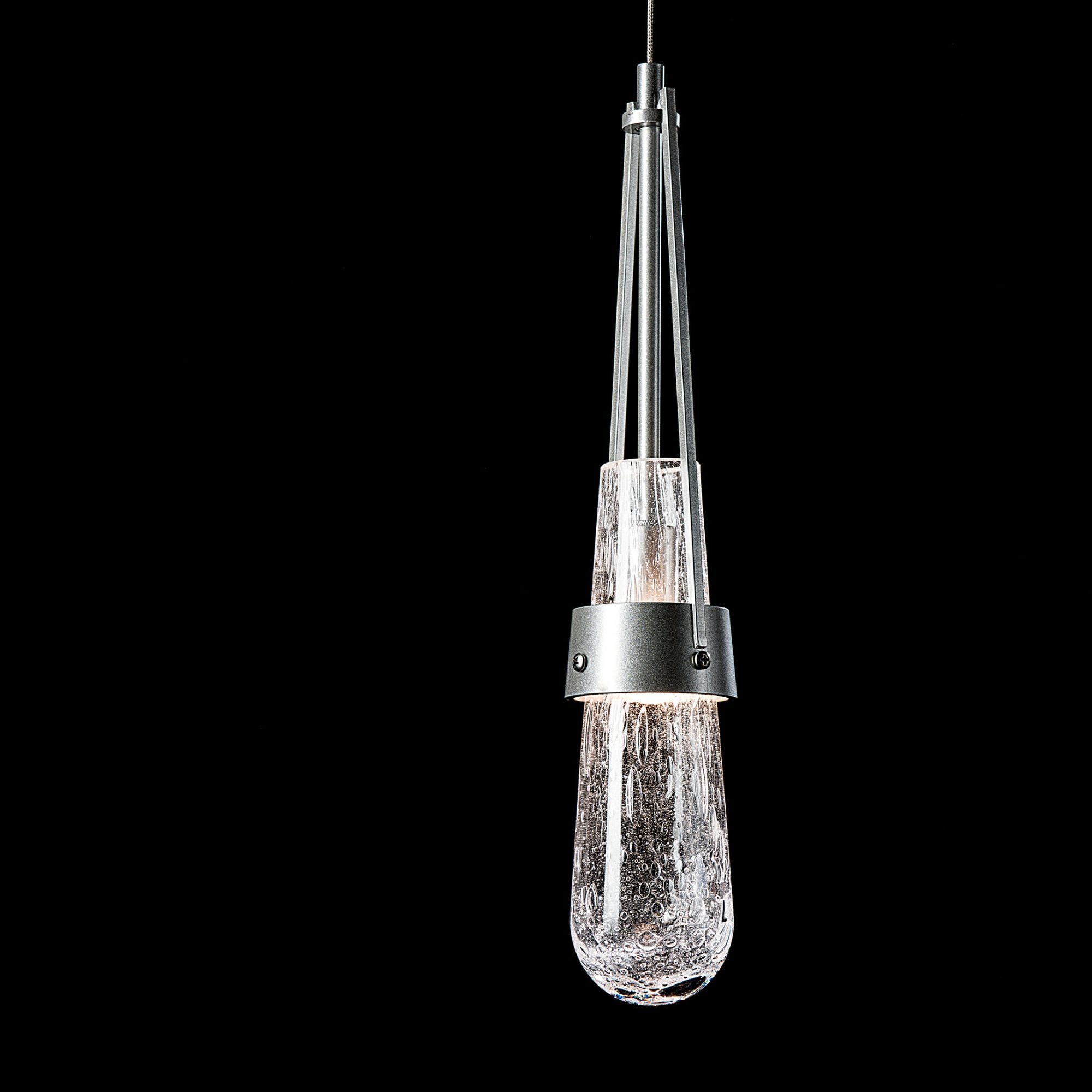 Link Blown Glass Low Voltage Mini Pendant 1-Light Clear Bubble Glass (YG) in Sterling
