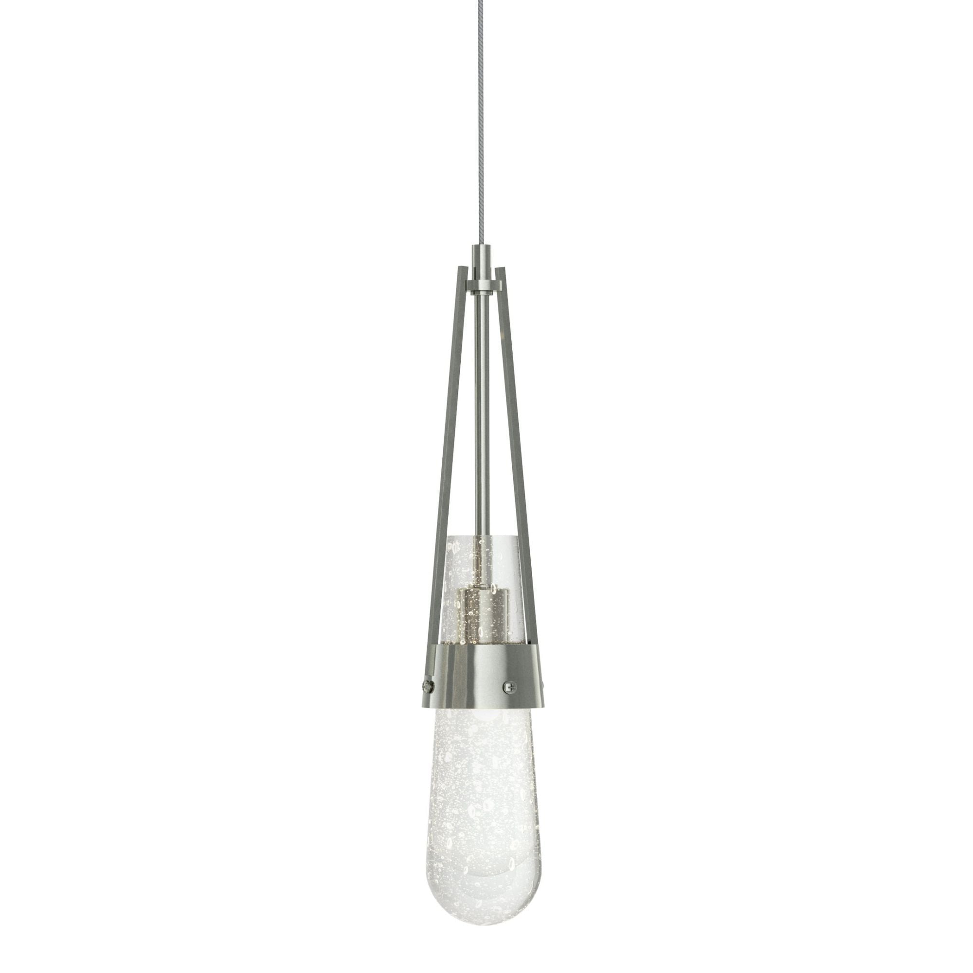 Link Blown Glass Low Voltage Mini Pendant 1-Light Clear Bubble Glass (YG) in Sterling