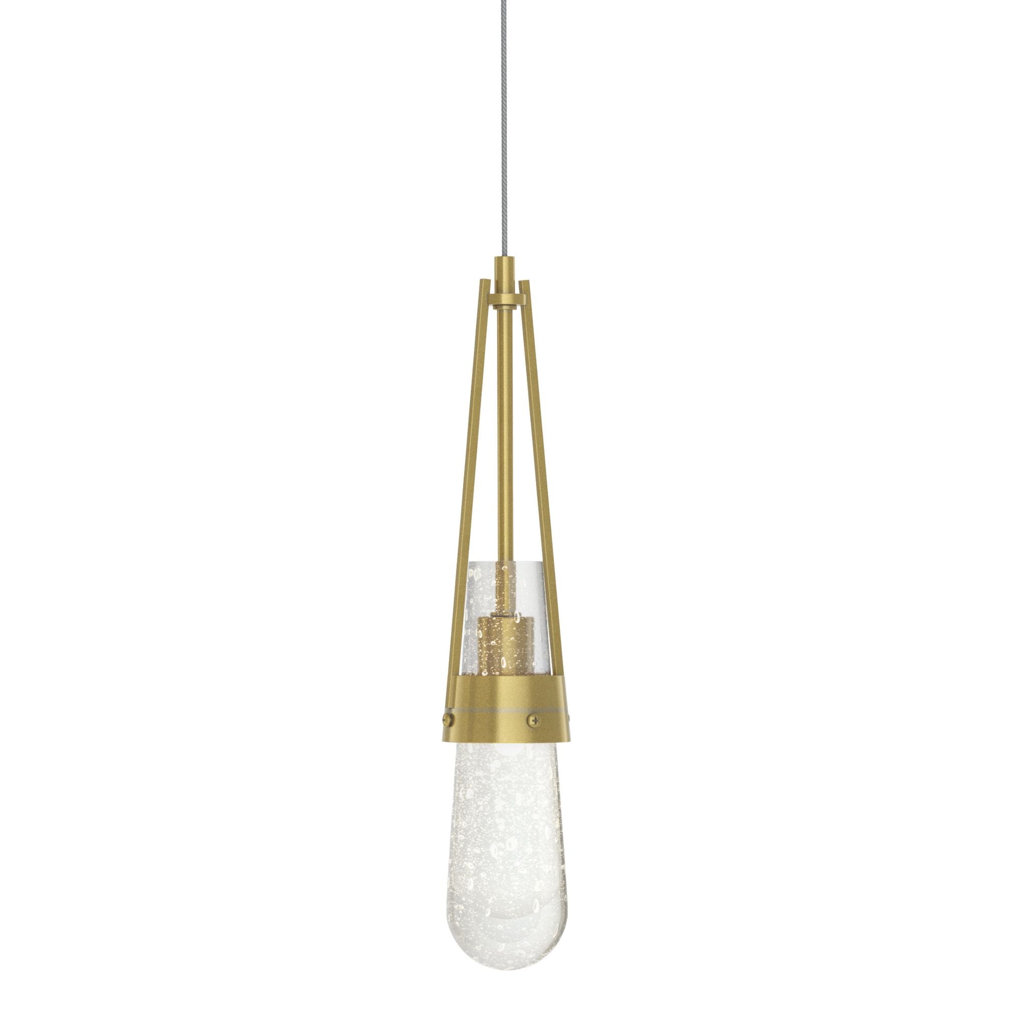 Link Blown Glass Low Voltage Mini Pendant 1-Light Clear Bubble Glass (YG) in Modern Brass