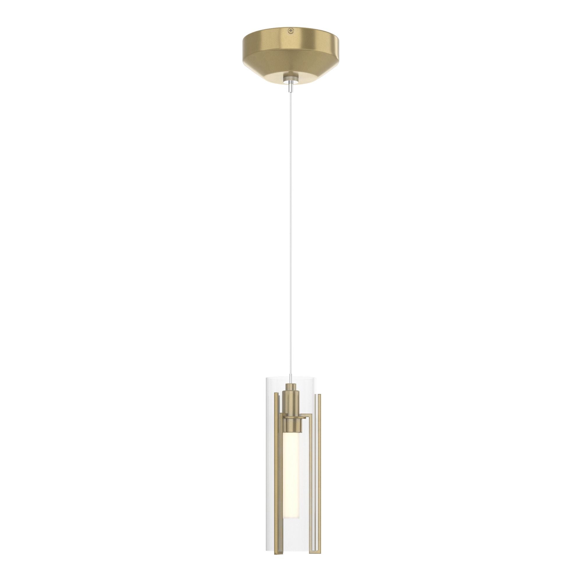 Exos Clear Glass Low Voltage Mini Pendant 1-Light Clear Glass (ZM) in Modern Brass