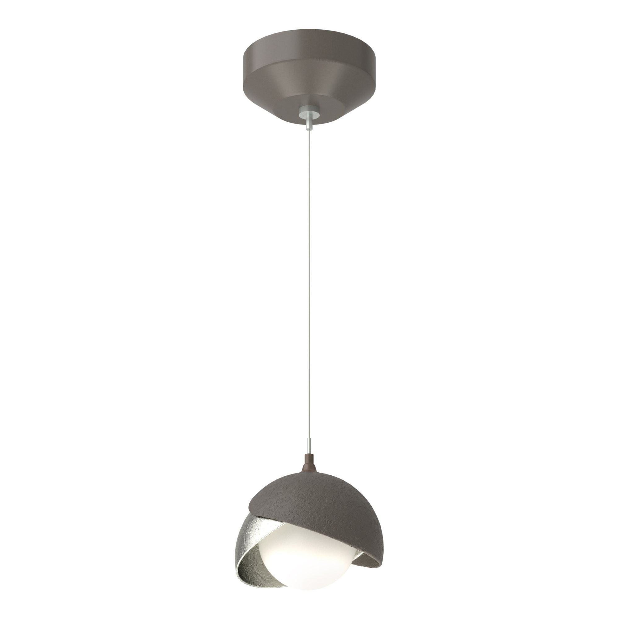 Brooklyn Double Shade Low Voltage Mini Pendant 1-Light Sterling Accent Opal Glass (GG) in Dark Smoke