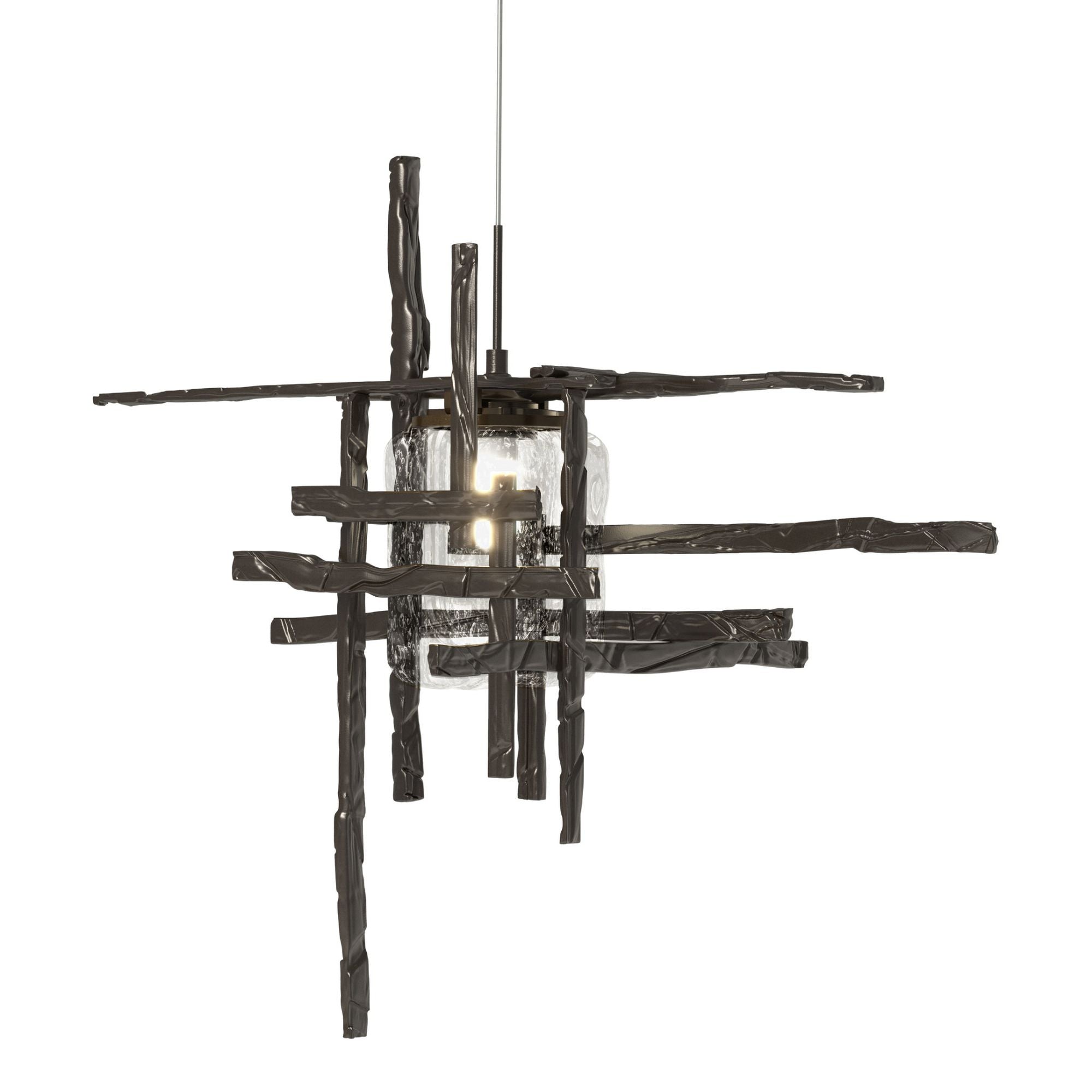 Tura Seeded Glass Low Voltage Mini Pendant 1-Light Seeded Clear Glass (II) in Oil Rubbed Bronze