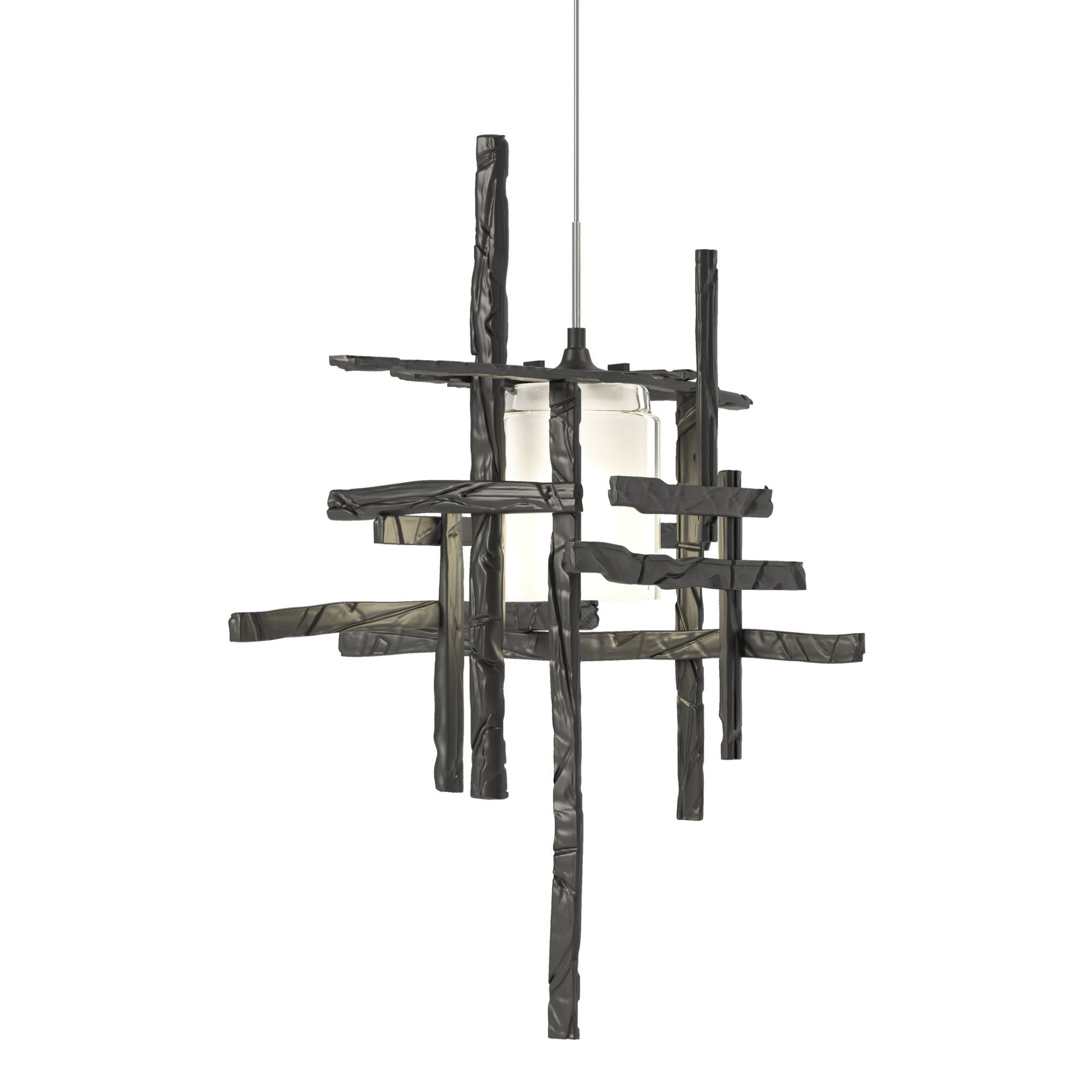 Tura Frosted Glass Low Voltage Mini Pendant 1-Light Cast Glass (YC) in Black