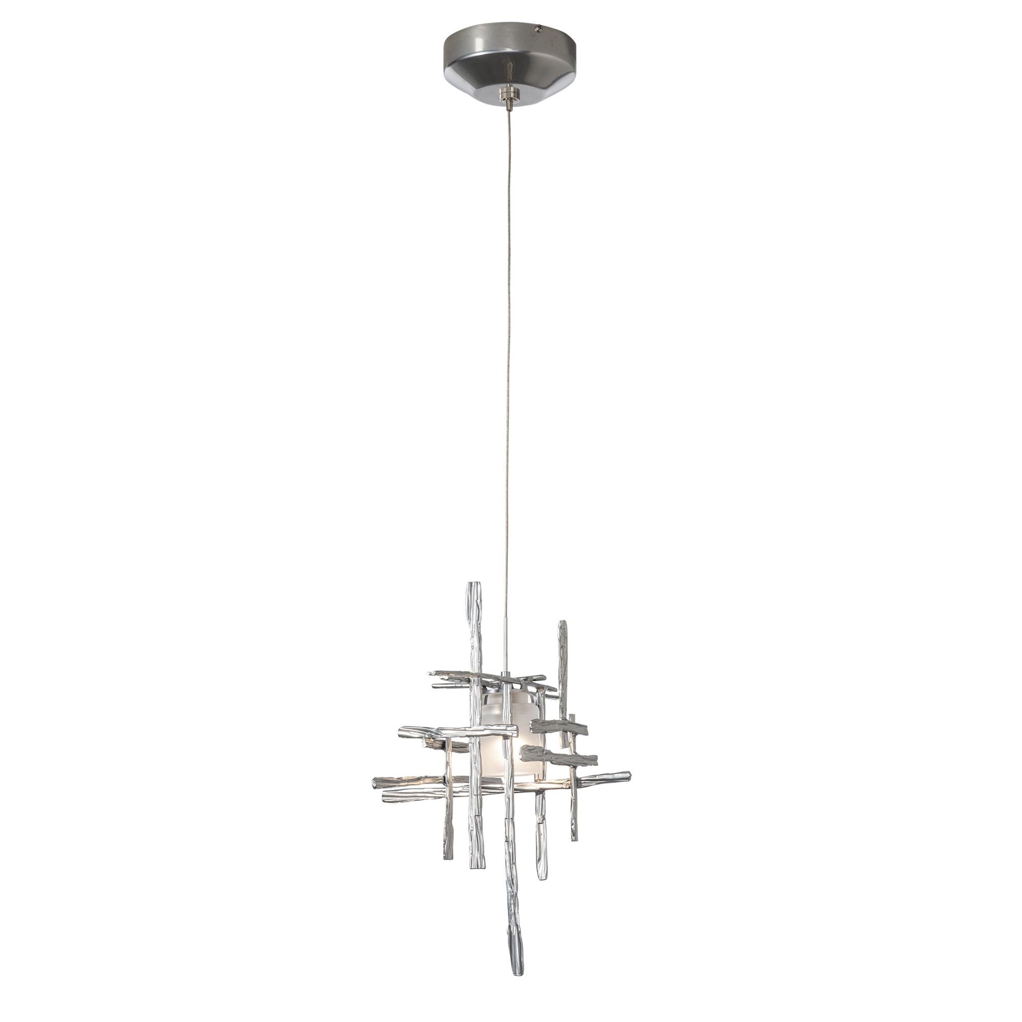 Tura Frosted Glass Low Voltage Mini Pendant 1-Light Cast Glass (YC) in Sterling