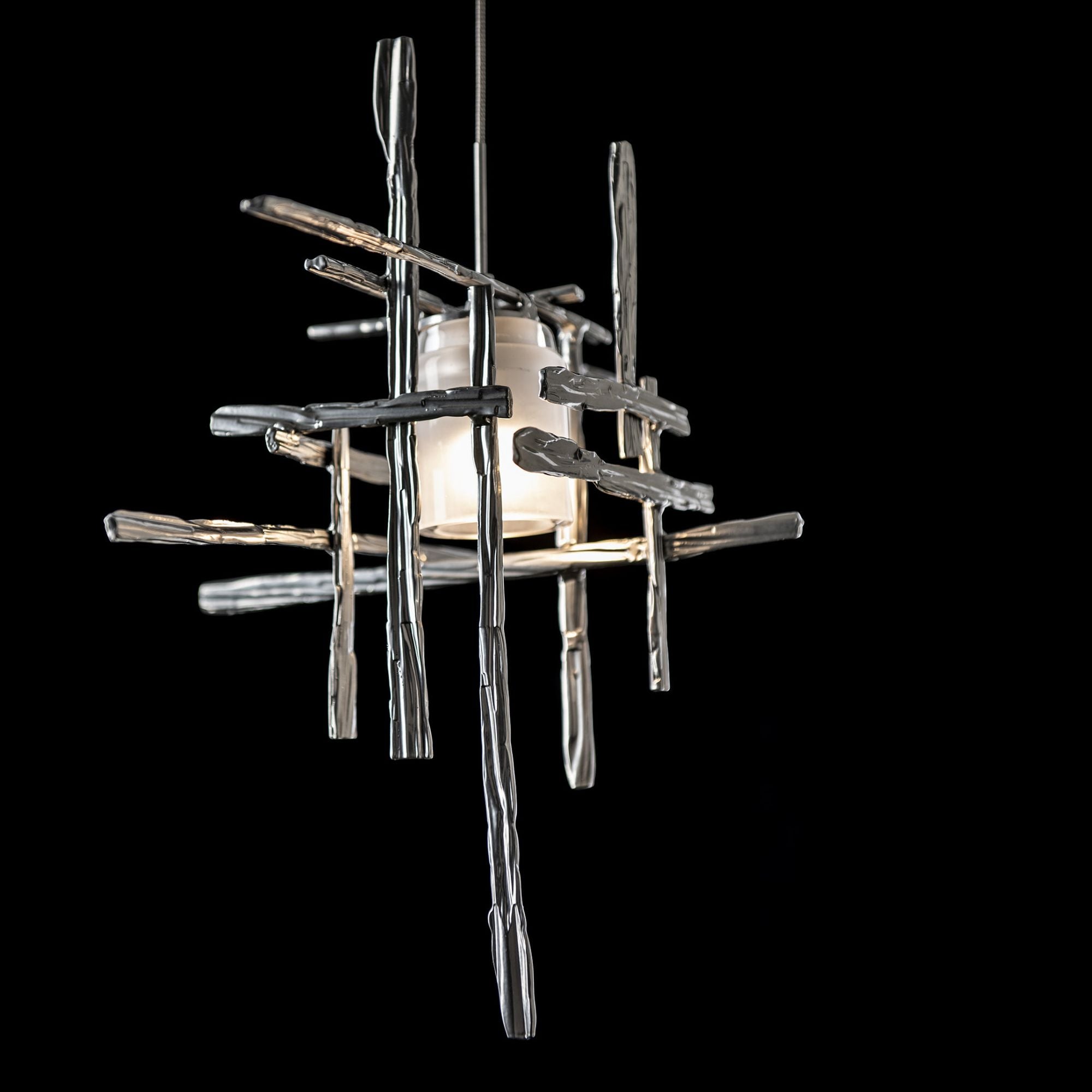 Tura Frosted Glass Low Voltage Mini Pendant 1-Light Cast Glass (YC) in Sterling