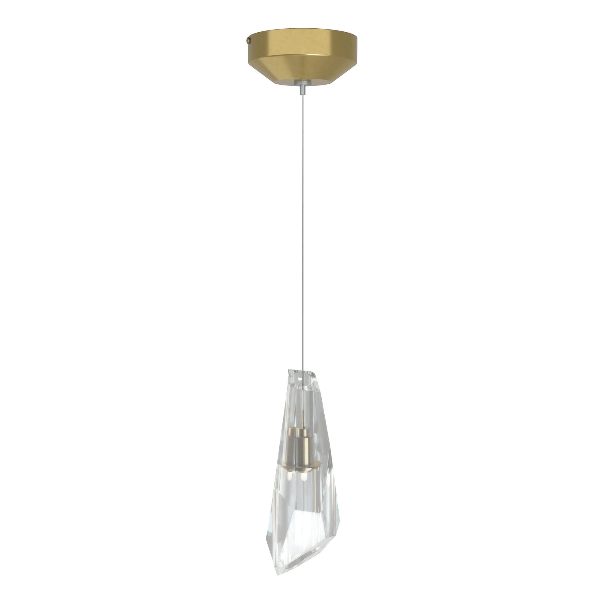 Luma Mini Pendant 1-Light Crystal in Modern Brass