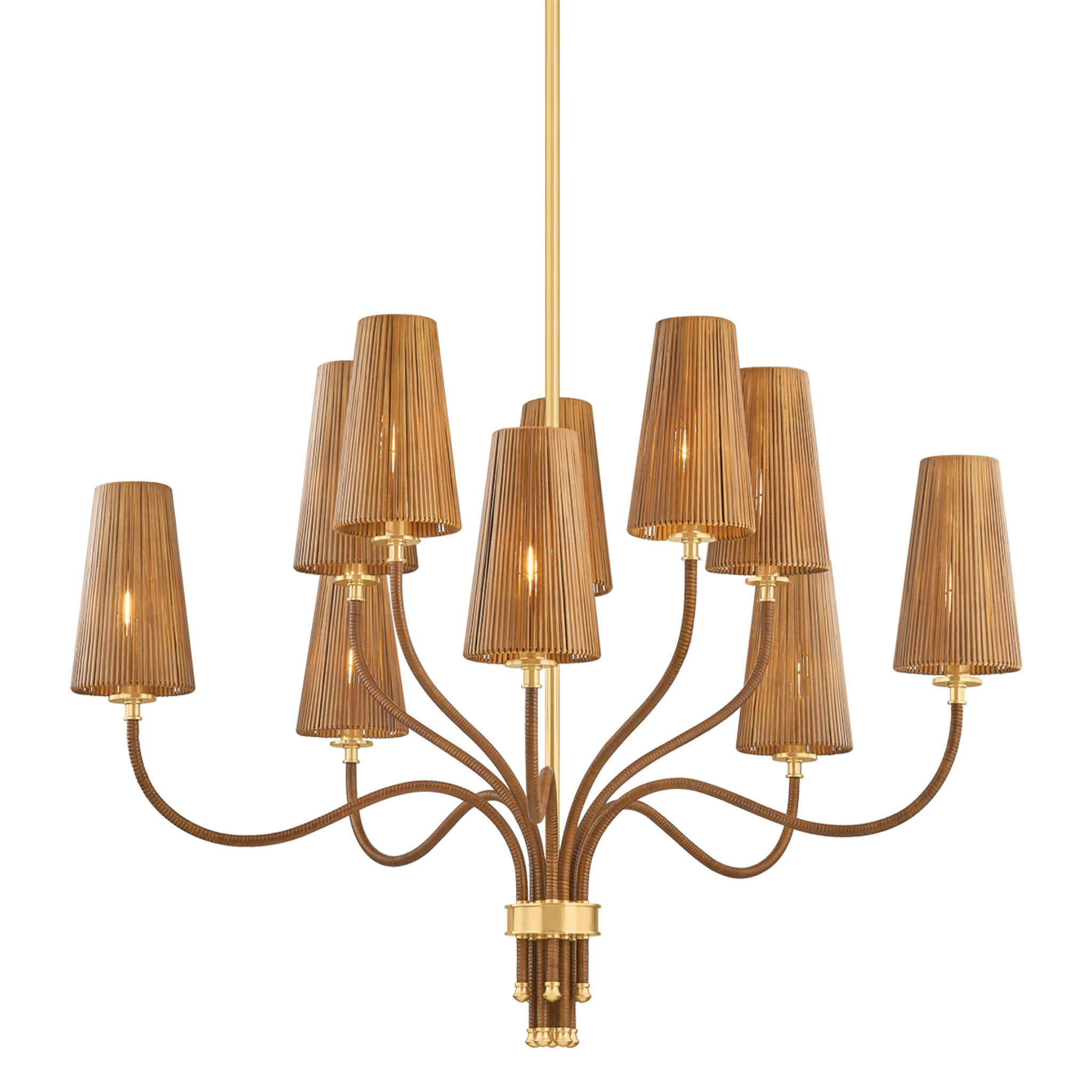 Atwood 10-Light Chandelier in Aged Brass 40W x 32.5H