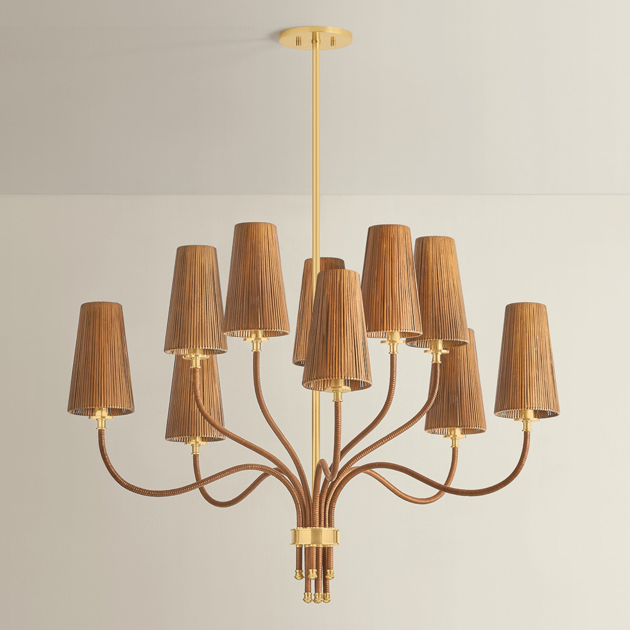 Atwood 10-Light Chandelier in Aged Brass 40W x 32.5H
