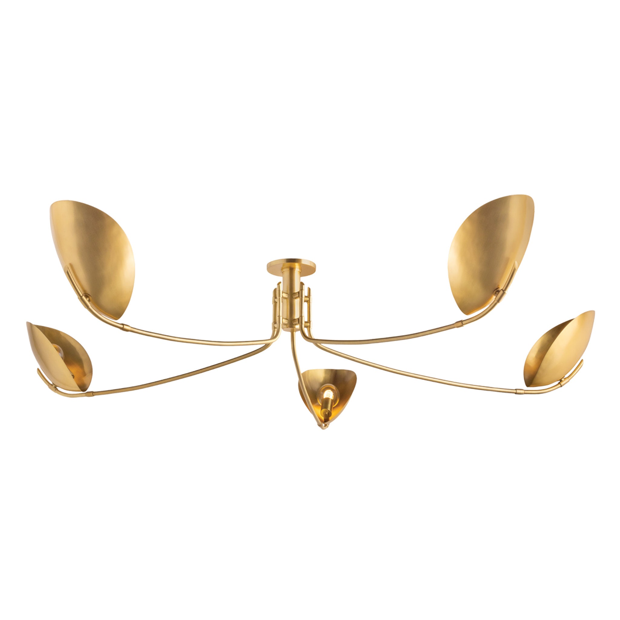Avondale 5-Light Semi Flush in Aged Brass 72W x 21H