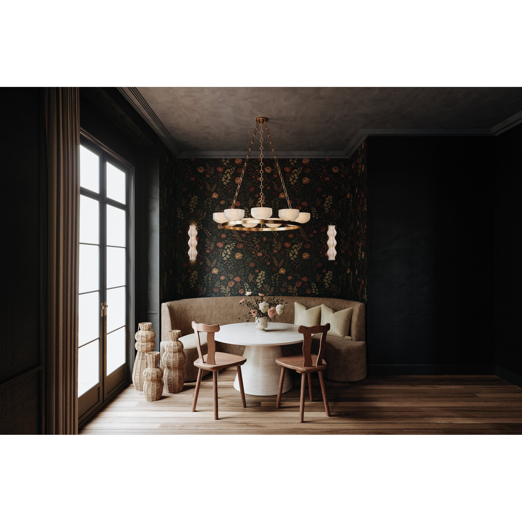 Caelum 9-Light Chandelier in Patina Brass 44.5W x 6H