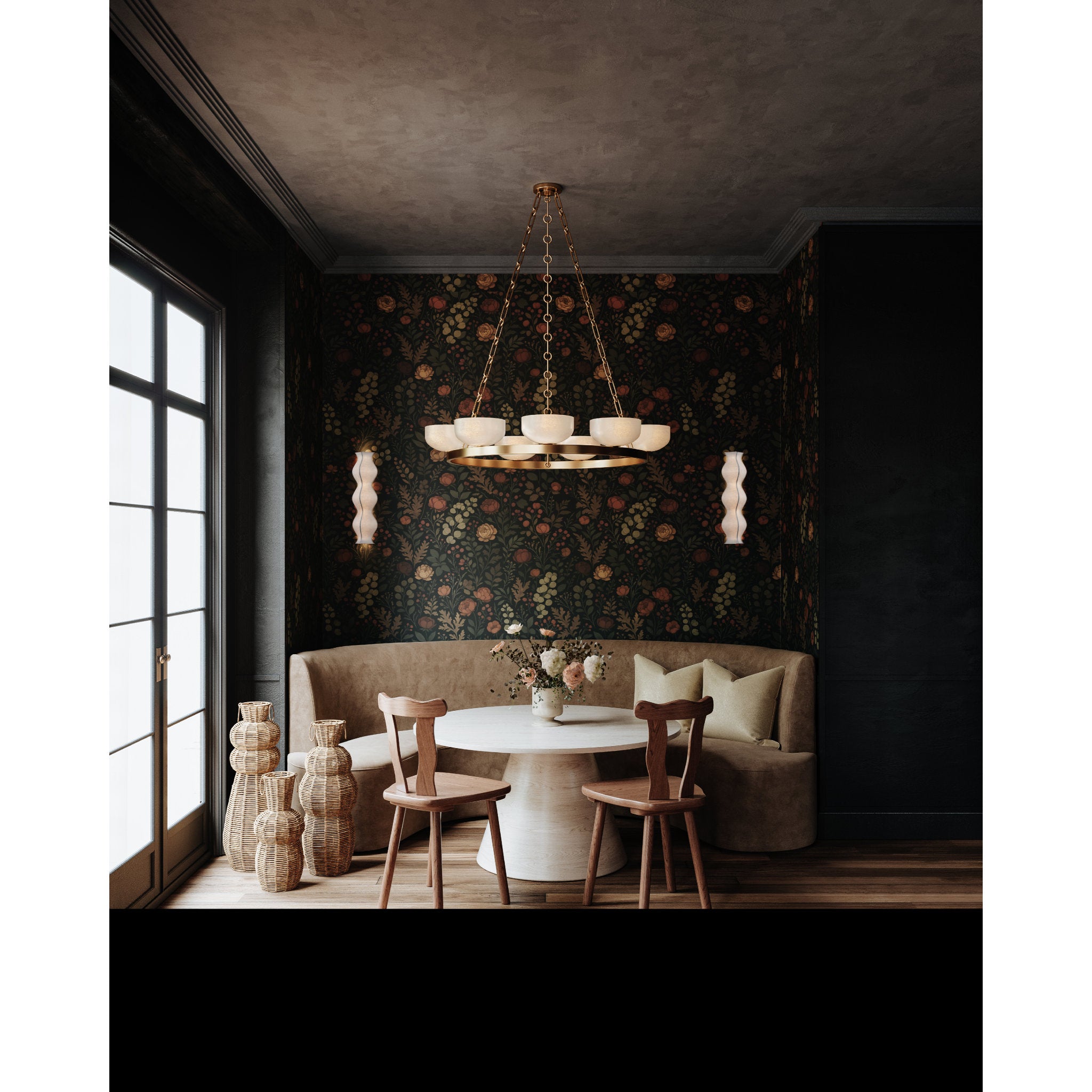 Caelum 9-Light Chandelier in Patina Brass 44.5W x 6H