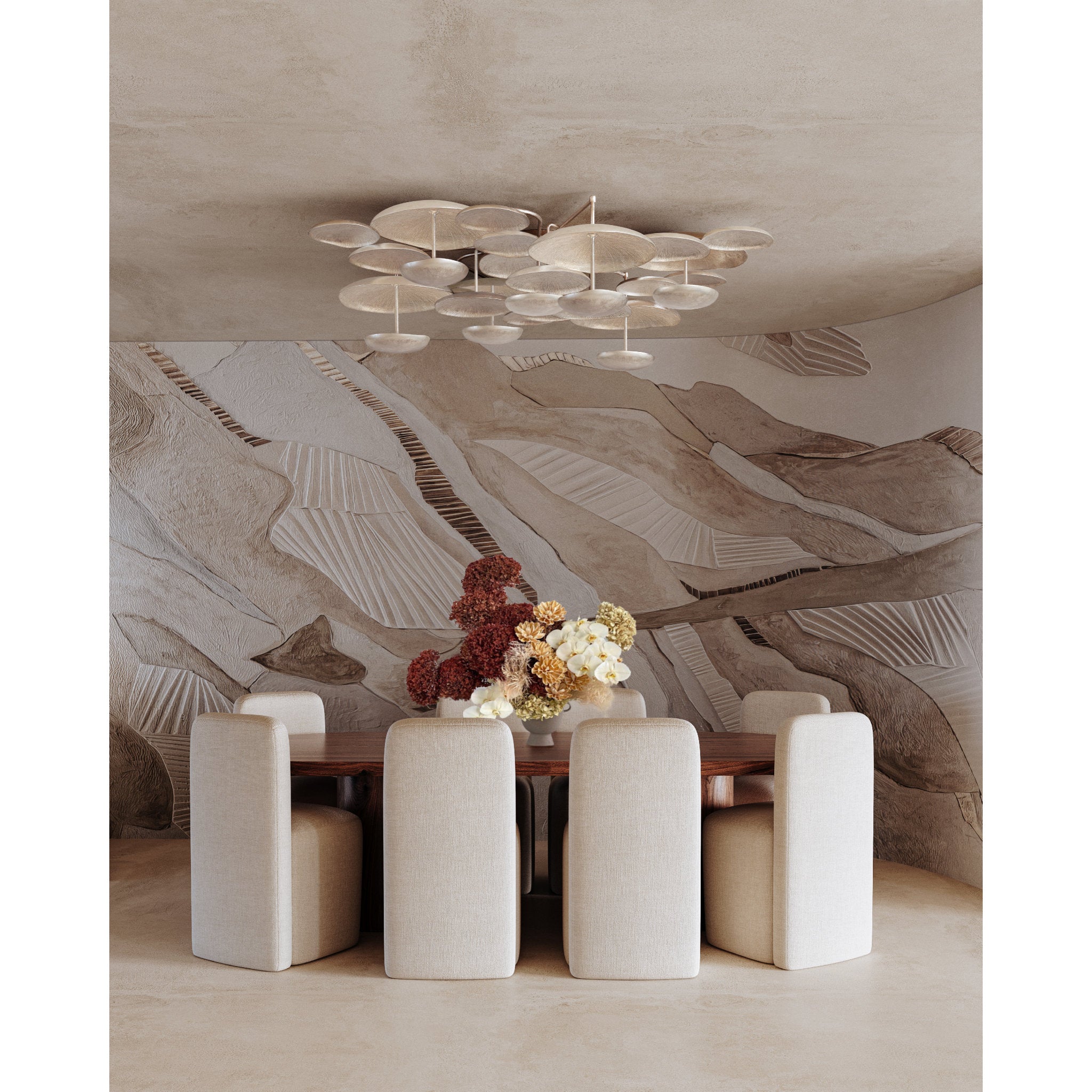 Fistral 7-Light Semi Flush in Textured Warm Silver Leaf 58.5W x 10.25H