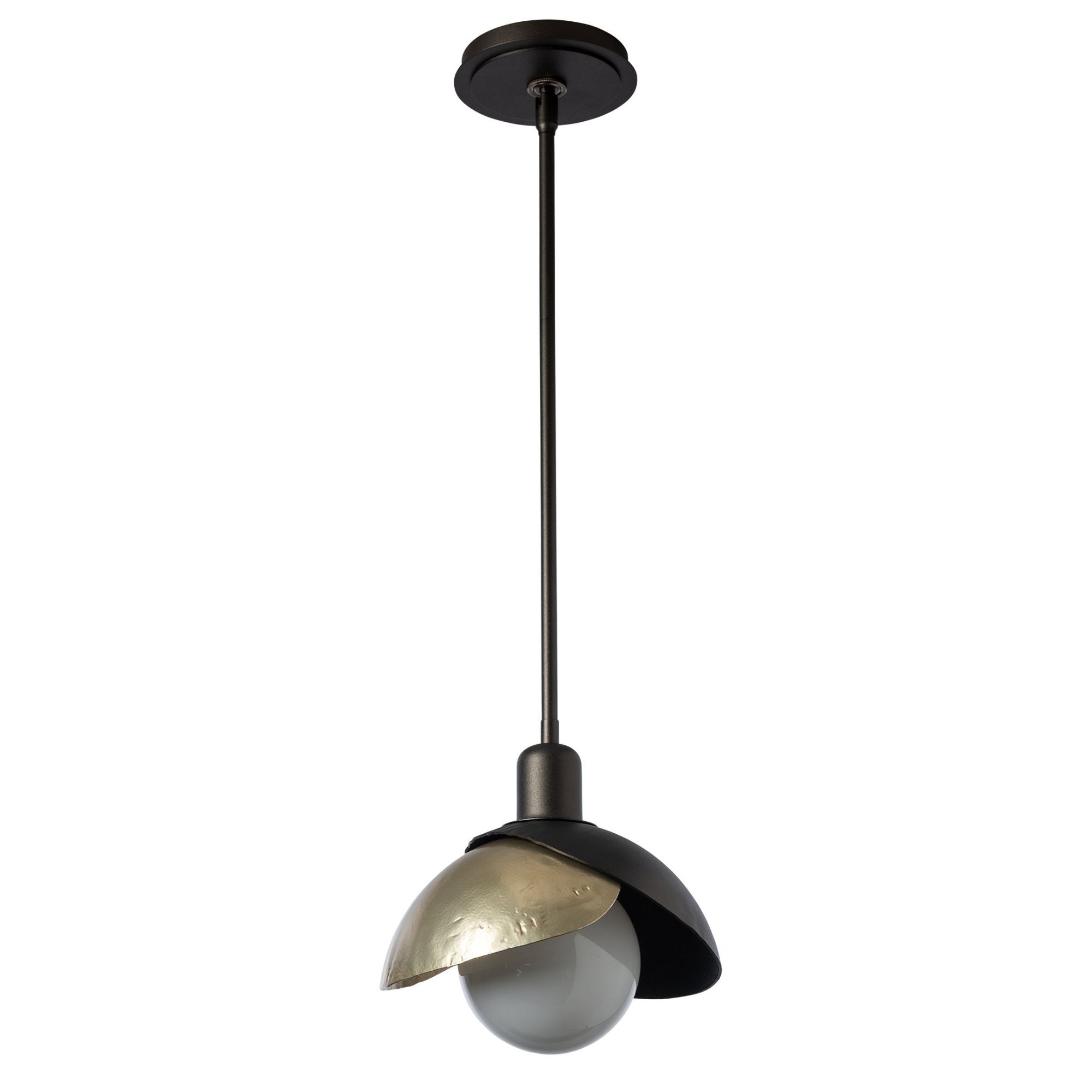 Brooklyn Double Shade Mini Pendant 1-Light Modern Brass Accent in Oil Rubbed Bronze