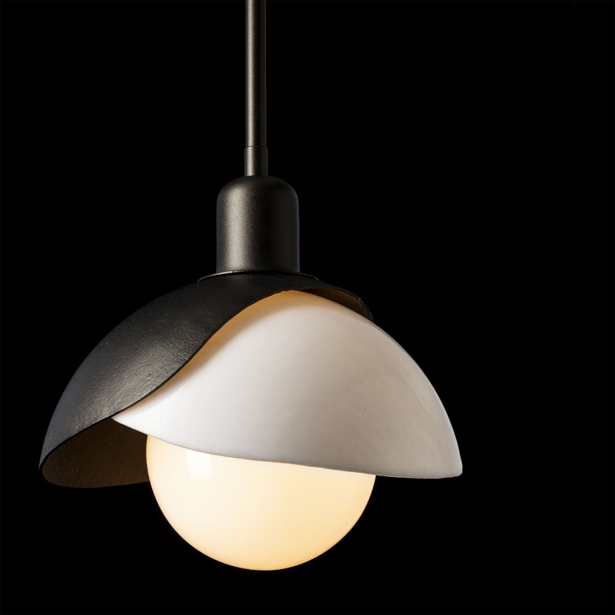 Brooklyn Double Shade Art Glass Mini Pendant 1-Light White Art Glass (BB) in Oil Rubbed Bronze