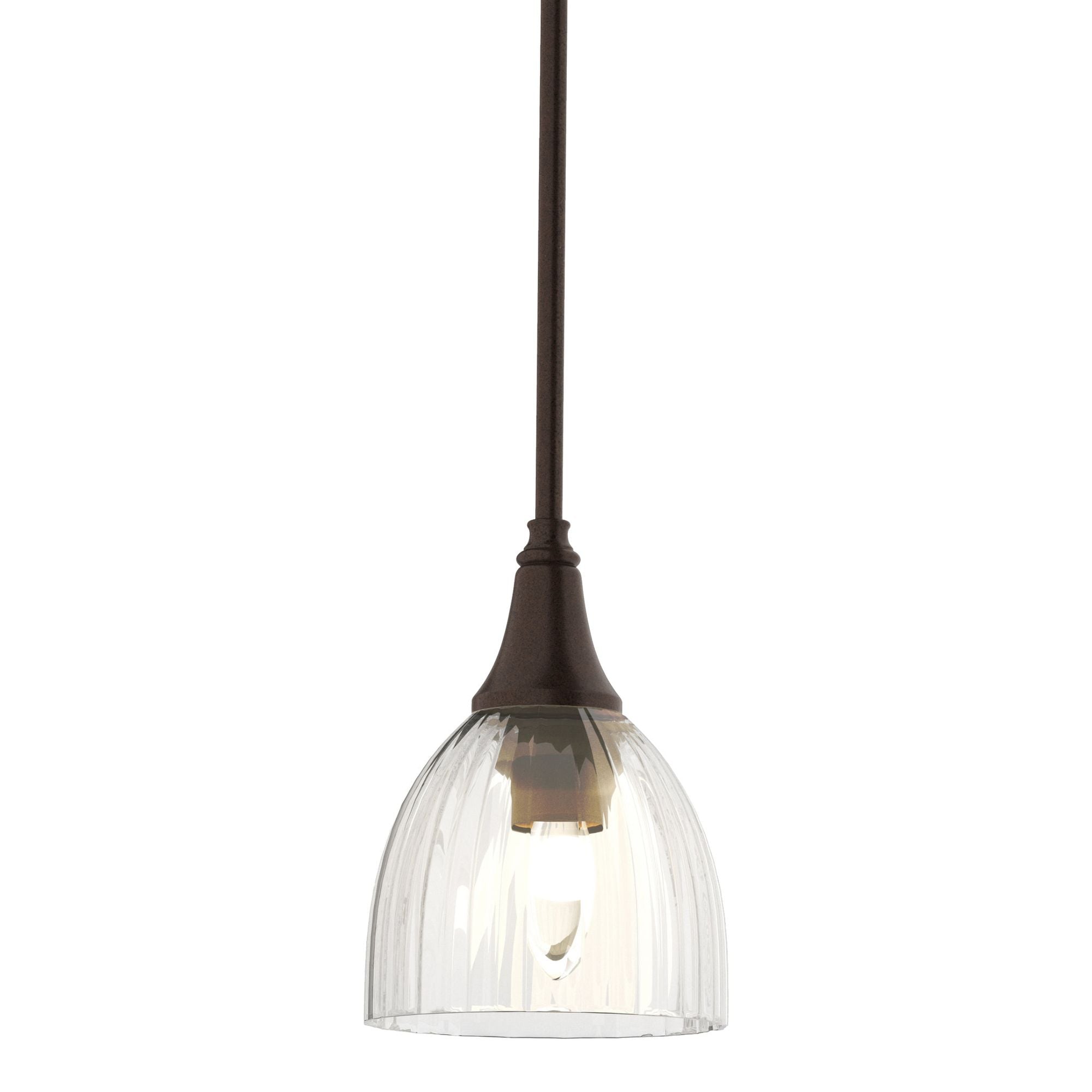 Trumpet Water Glass Mini Pendant 1-Light Water Glass (LL) in Oil Rubbed Bronze