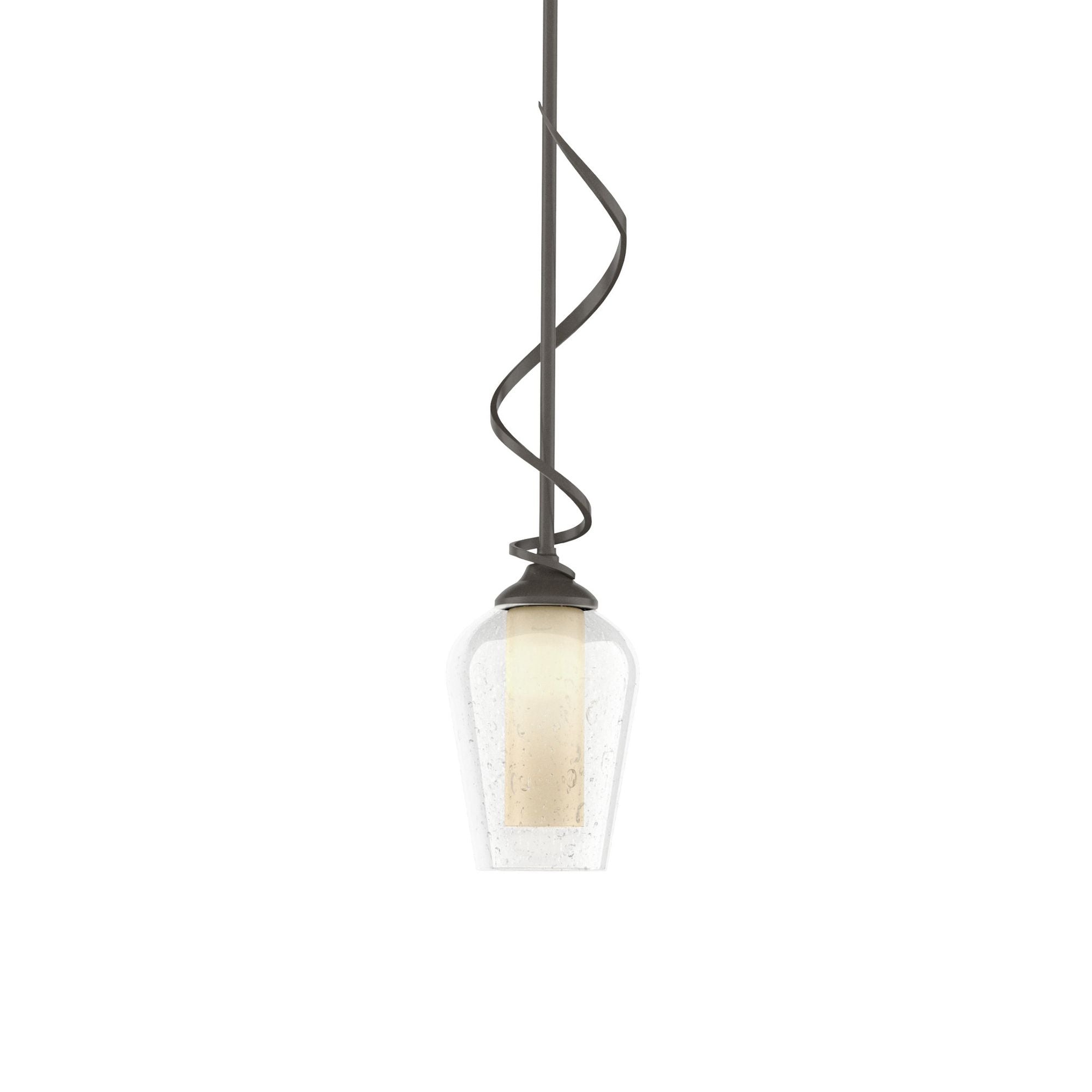 Flora Down Light Mini Pendant 1-Light Seeded Glass with Opal Diffuser (ZS) in Dark Smoke