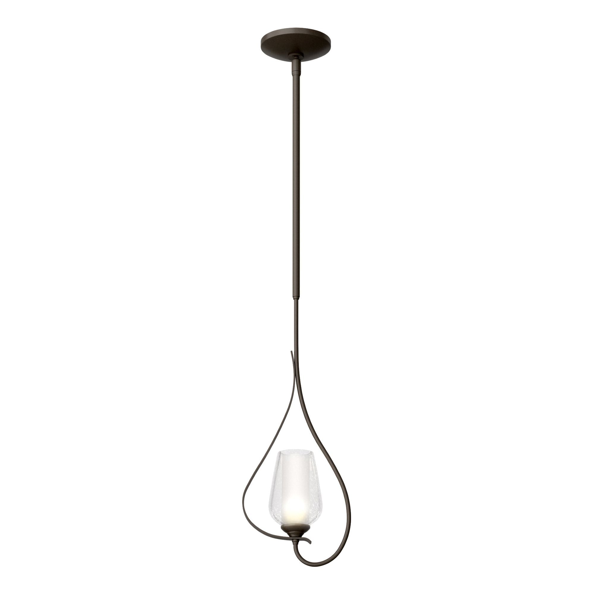 Flora Up Light Mini Pendant 1-Light Seeded Glass with Opal Diffuser (ZS) in Dark Smoke