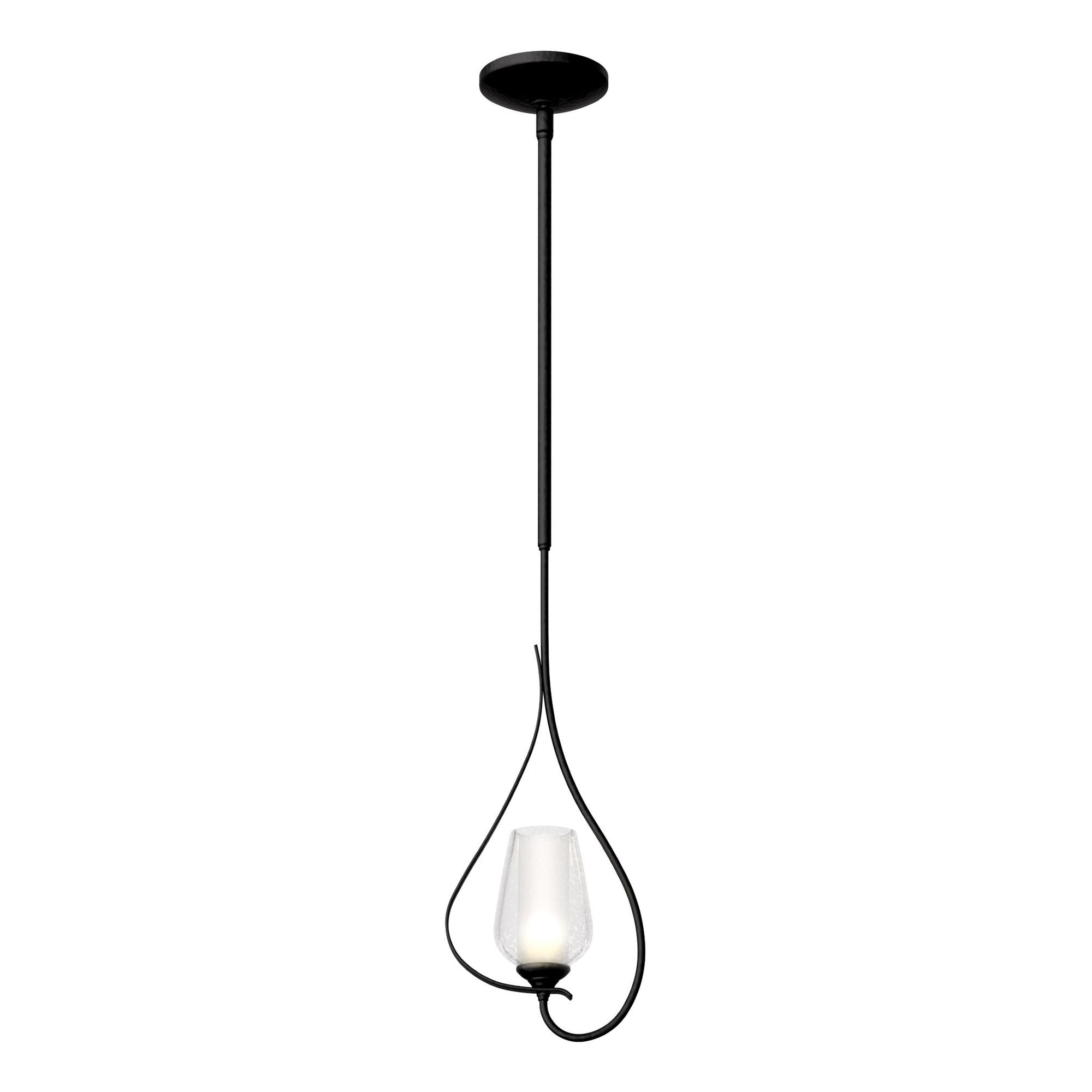 Flora Up Light Mini Pendant 1-Light Seeded Glass with Opal Diffuser (ZS) in Black