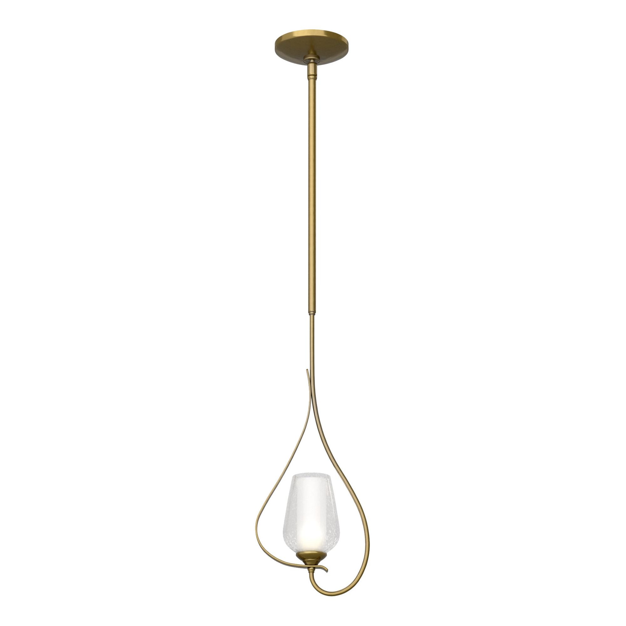 Flora Up Light Mini Pendant 1-Light Seeded Glass with Opal Diffuser (ZS) in Modern Brass
