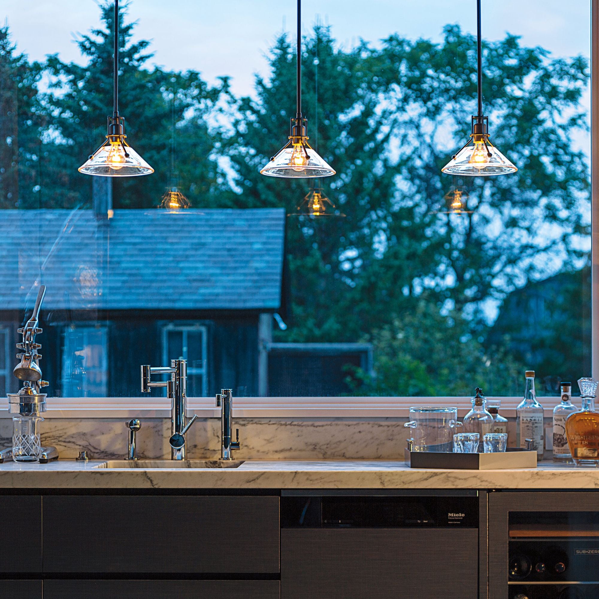Henry Clear Glass Mini Pendant 1-Light Clear Glass (ZM) in Dark Smoke