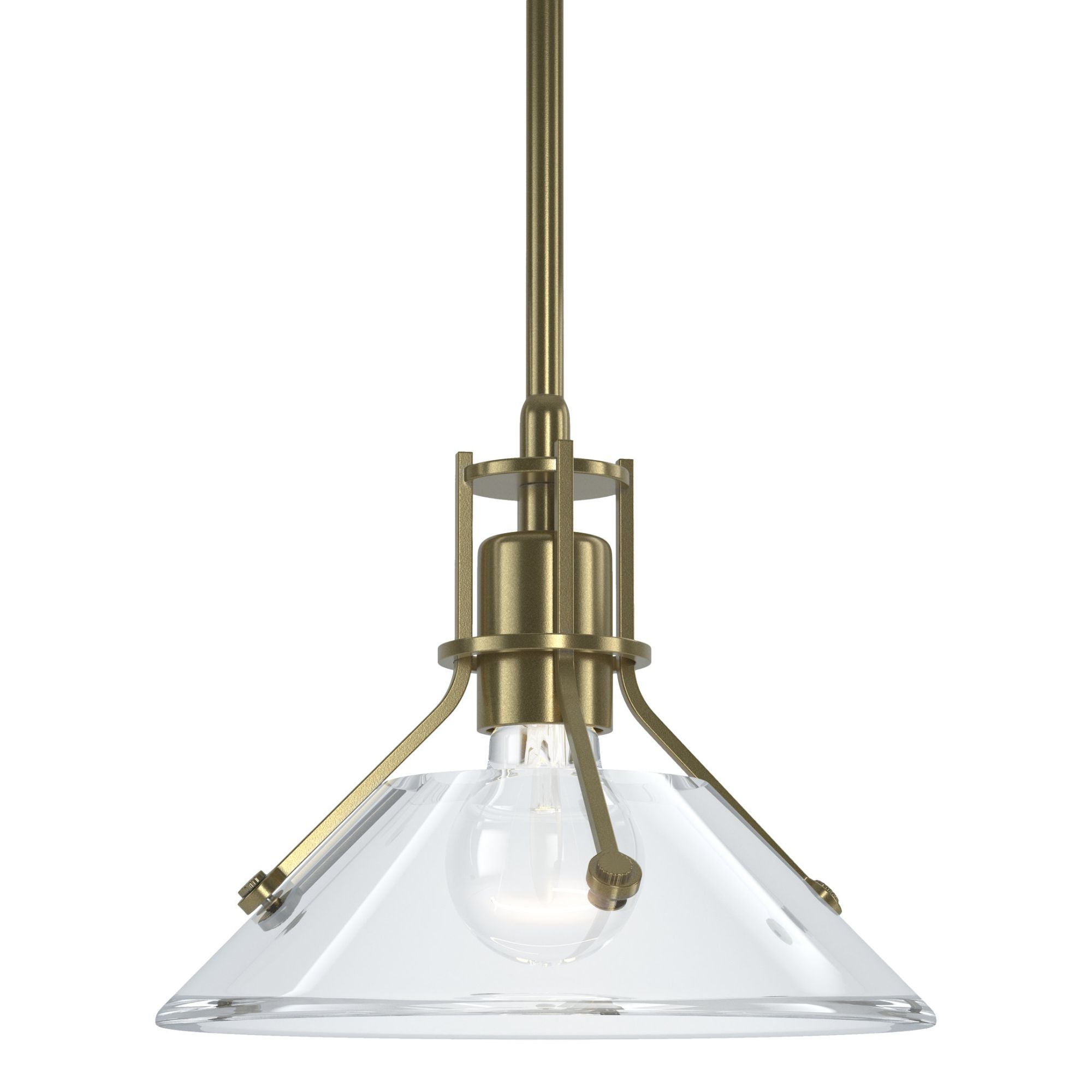 Henry Clear Glass Mini Pendant 1-Light Clear Glass (ZM) in Modern Brass