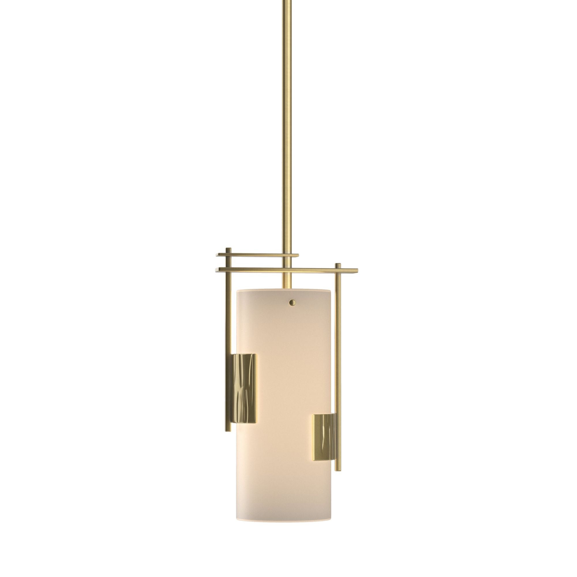 Fullered Impressions Mini Pendant 1-Light Opal Glass (GG) in Modern Brass