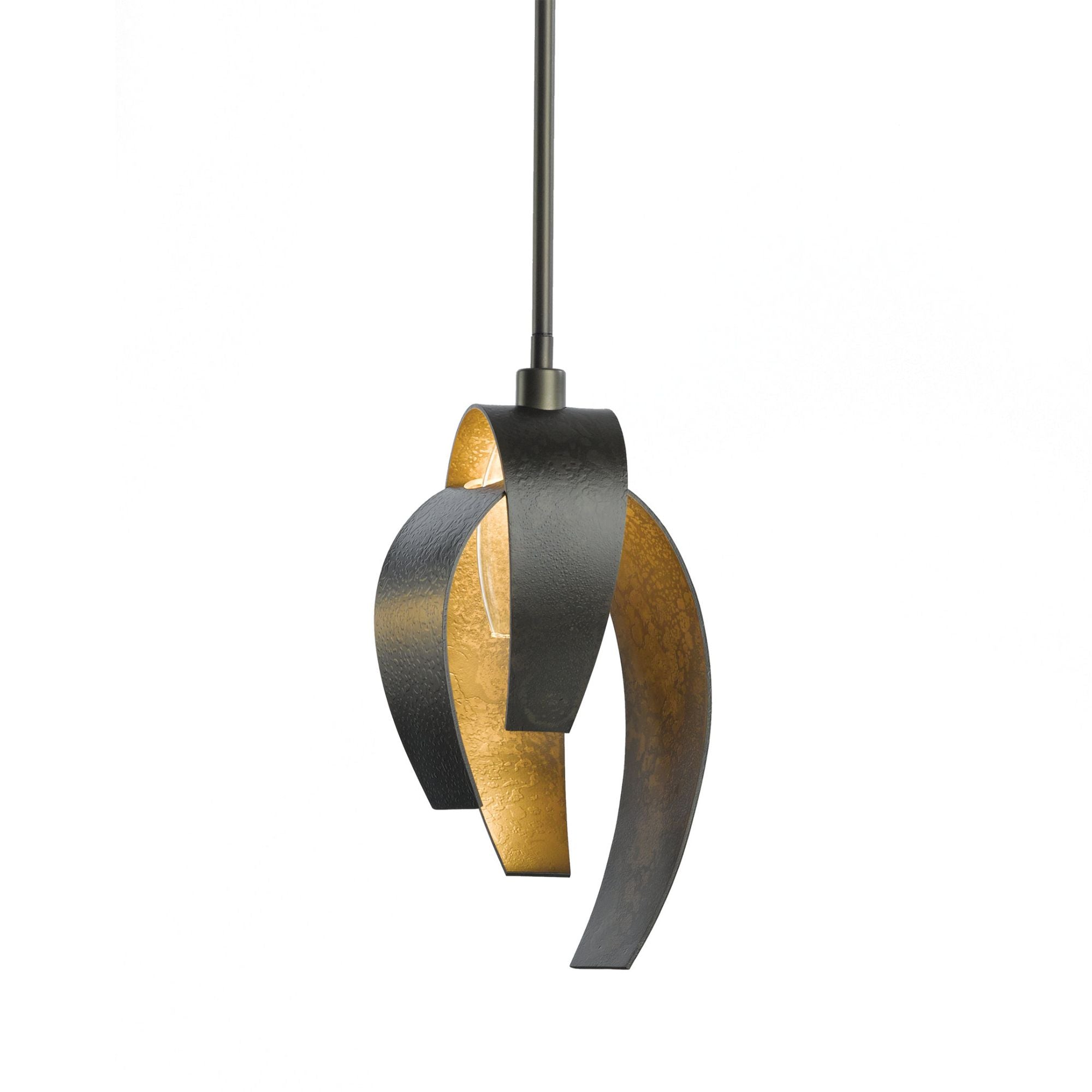 Corona Large Mini Pendant 1-Light Clear Glass with Frosted Diffuser (YE) in Dark Smoke