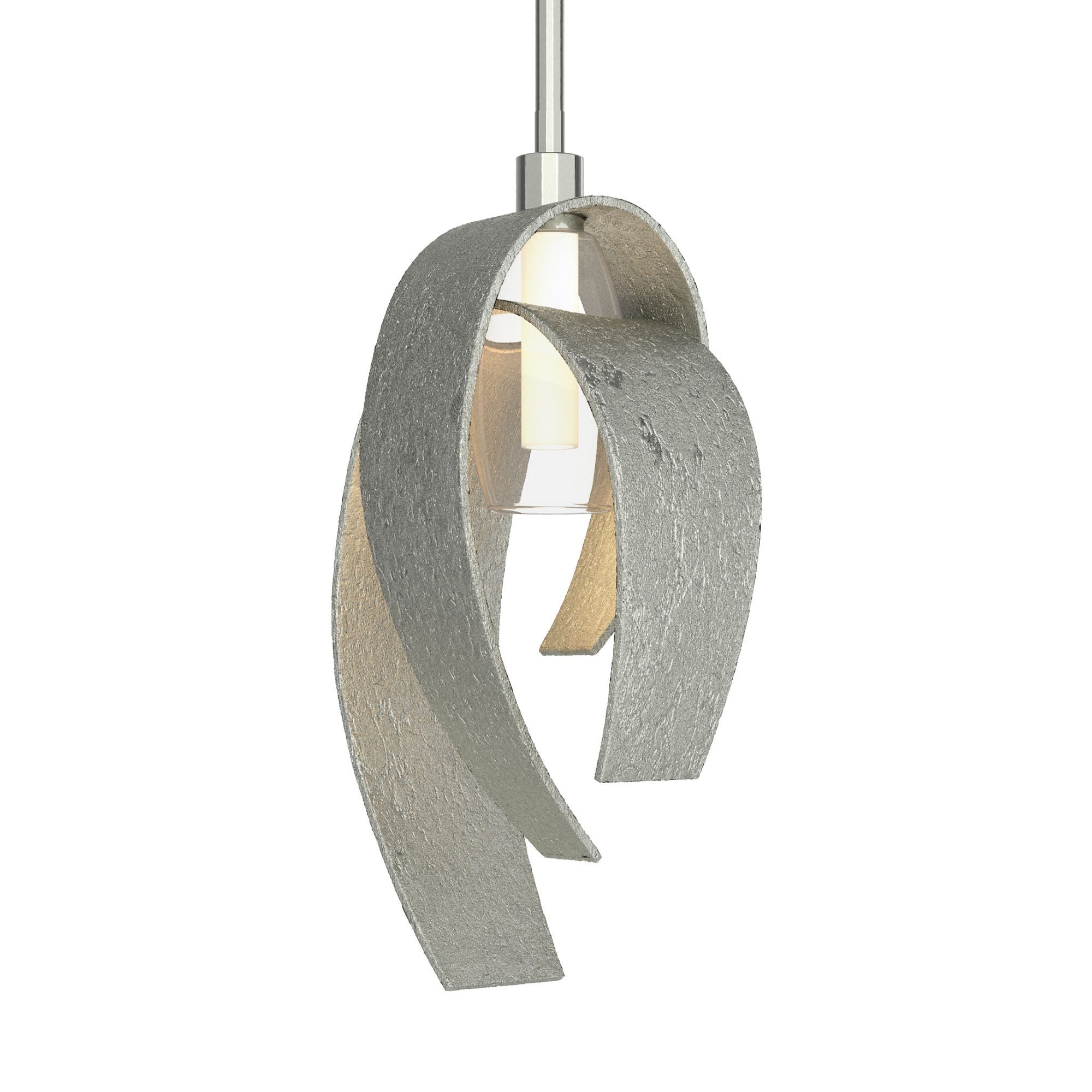 Corona Large Mini Pendant 1-Light Clear Glass with Frosted Diffuser (YE) in Sterling