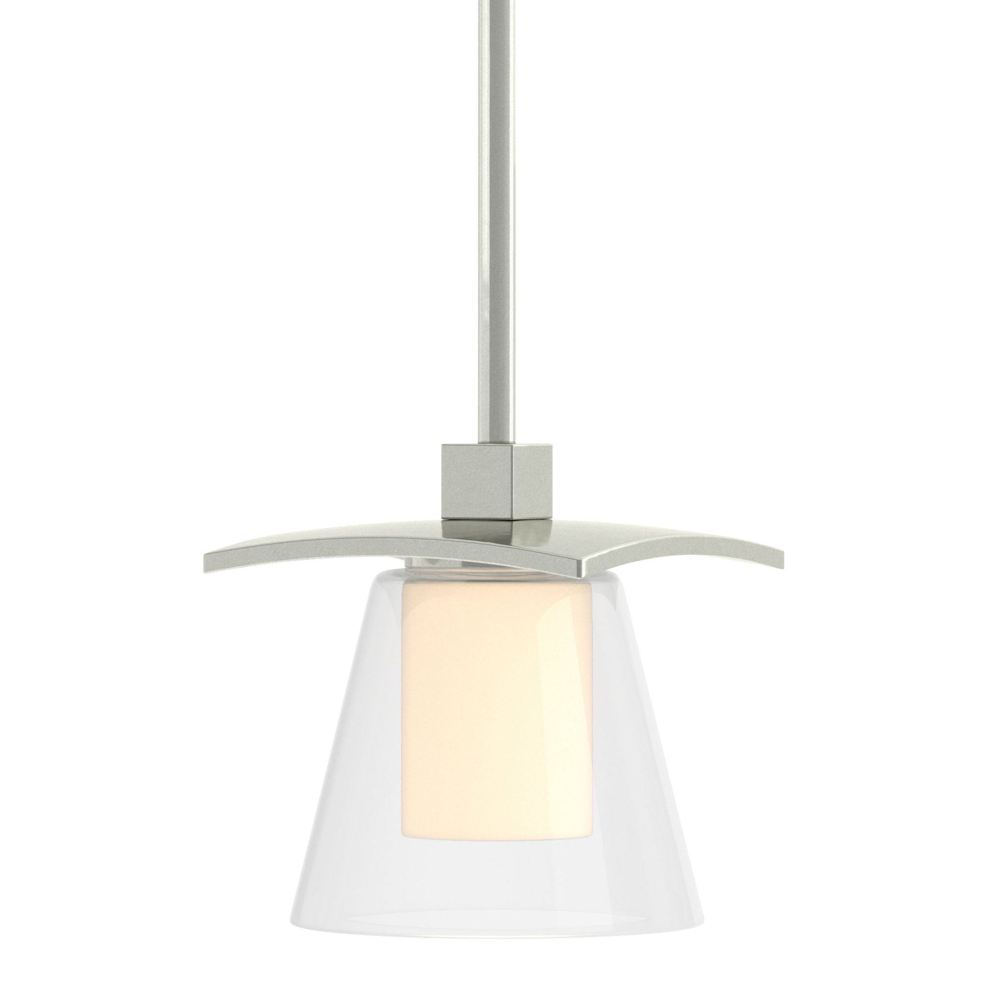 Wren Mini Pendant 1-Light Clear Glass with Opal Diffuser (ZU) in Sterling