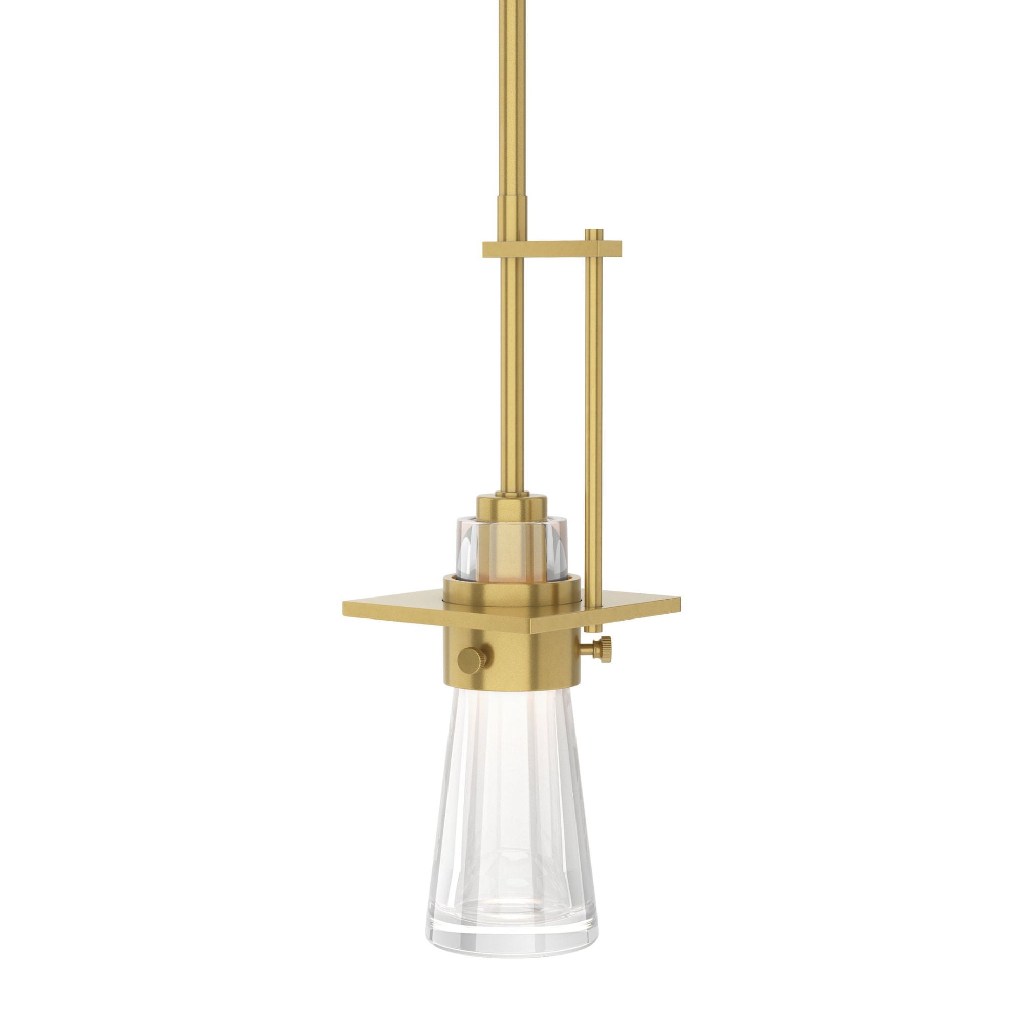 Erlenmeyer Mini Pendant 1-Light Clear Glass (ZM) in Modern Brass