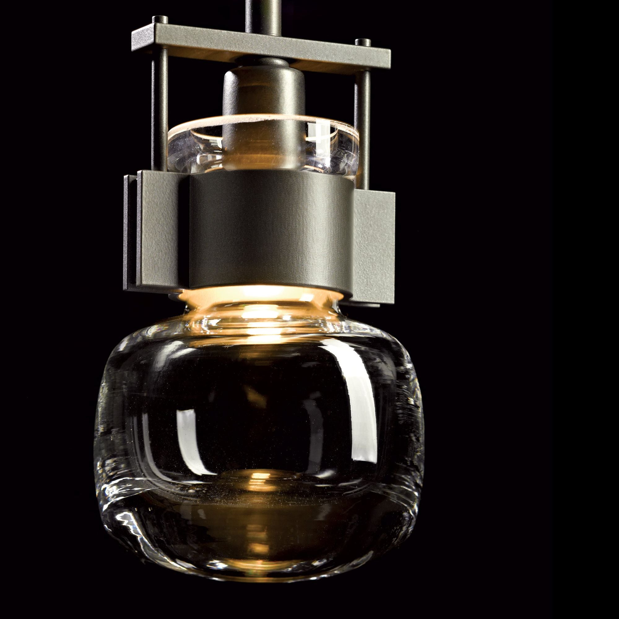 Cuff Small Mini Pendant 1-Light Clear Glass (ZM) in Dark Smoke