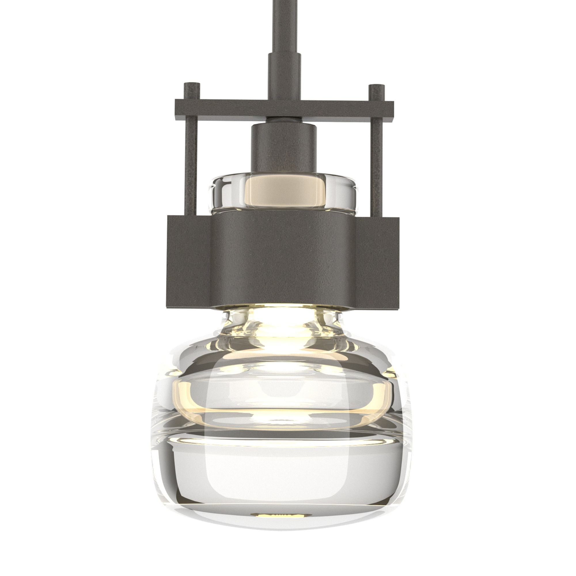 Cuff Small Mini Pendant 1-Light Clear Glass (ZM) in Dark Smoke