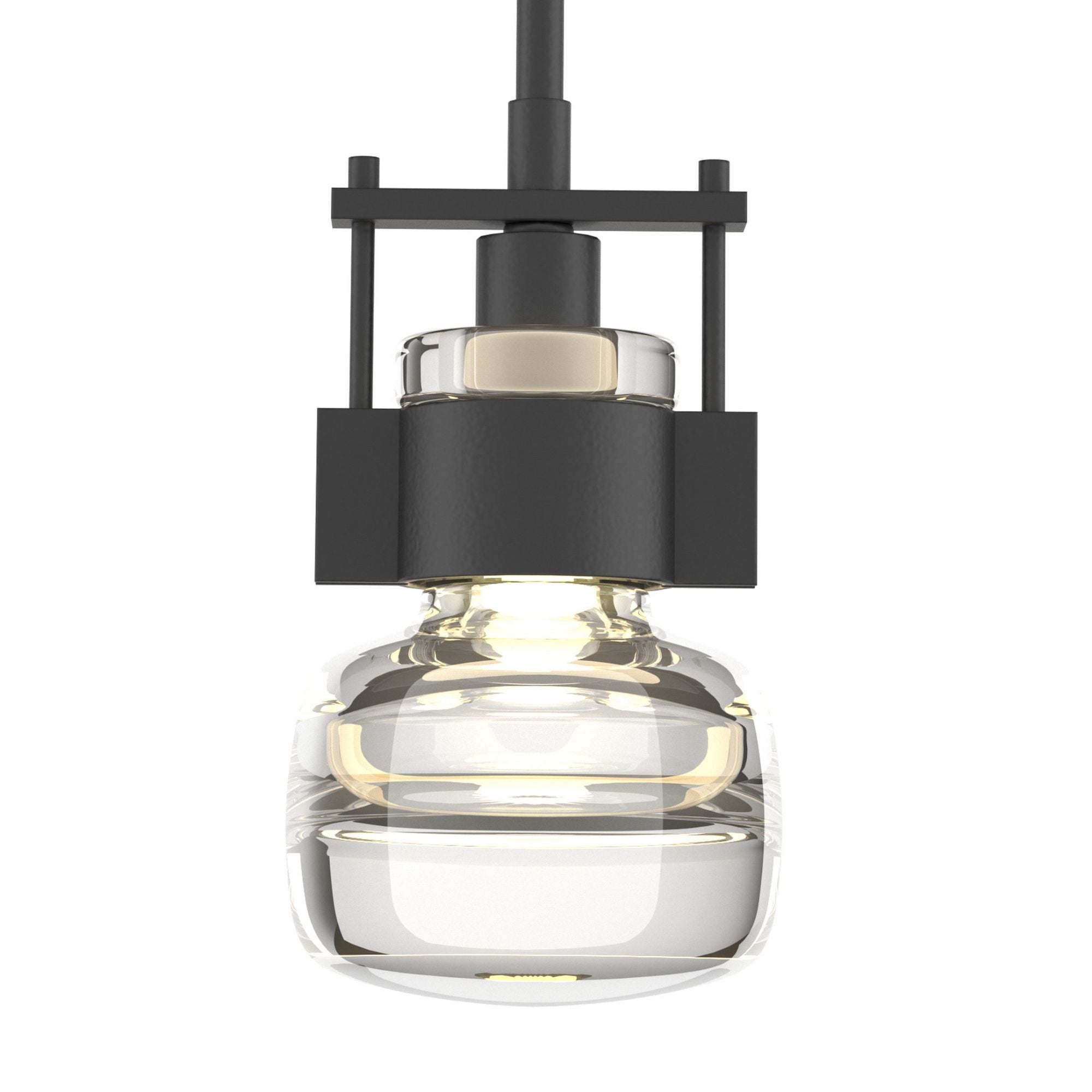 Cuff Small Mini Pendant 1-Light Clear Glass (ZM) in Black