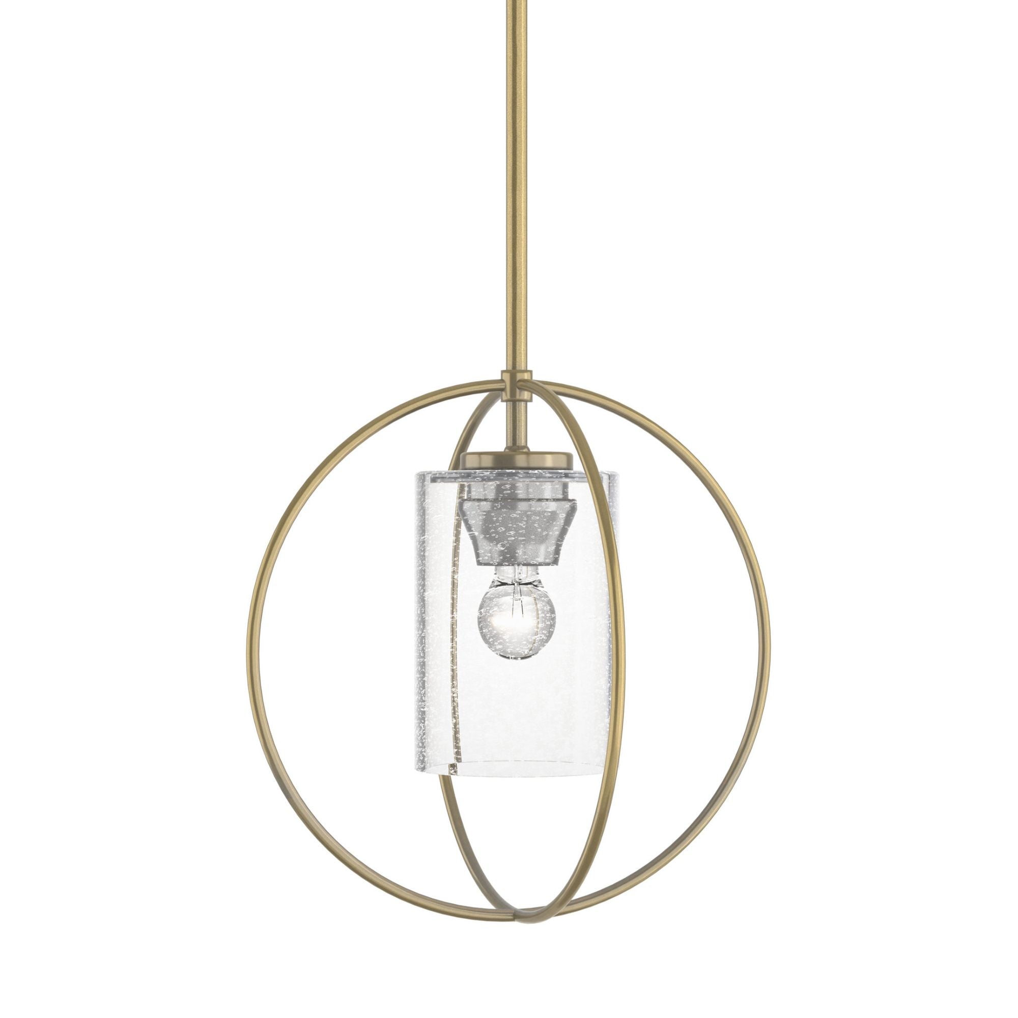 Rhythm Mini Pendant 1-Light Seeded Clear Glass (II) in Modern Brass