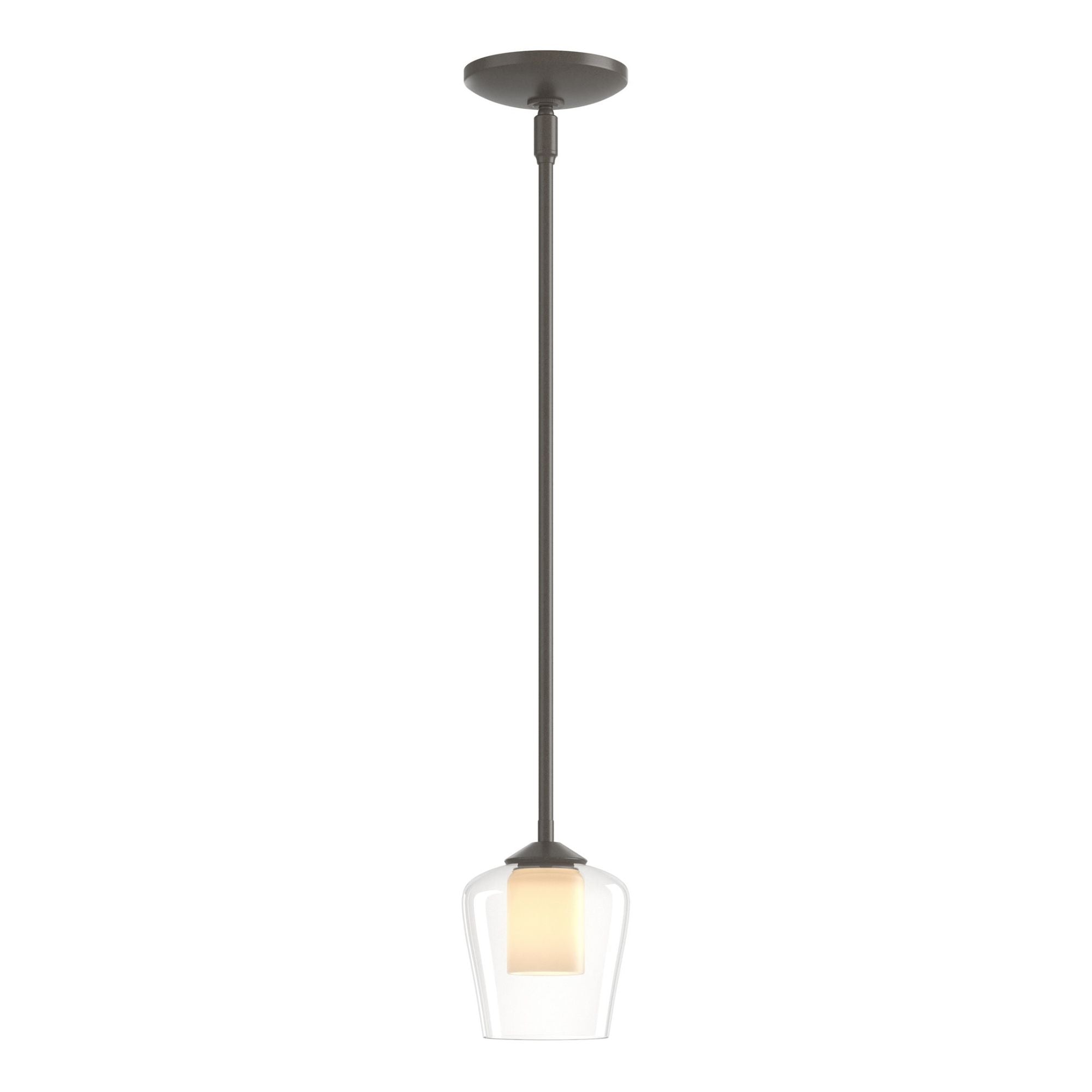 Simple Mini Pendant 1-Light Clear Glass with Opal Diffuser (ZU) in Dark Smoke