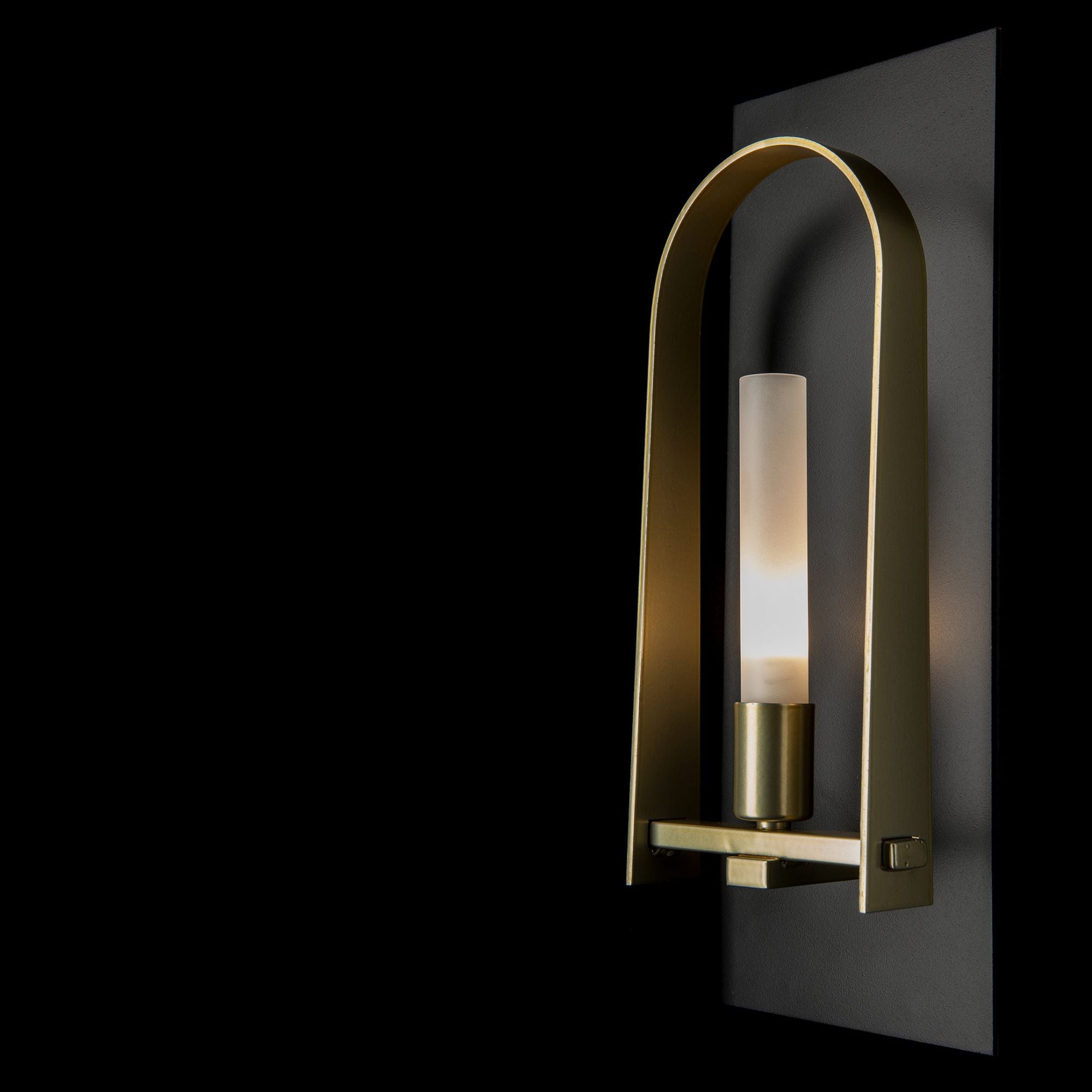 Triomphe 1-Light Sconce 1-Light Modern Brass Accent Frosted Glass (FD) in Black