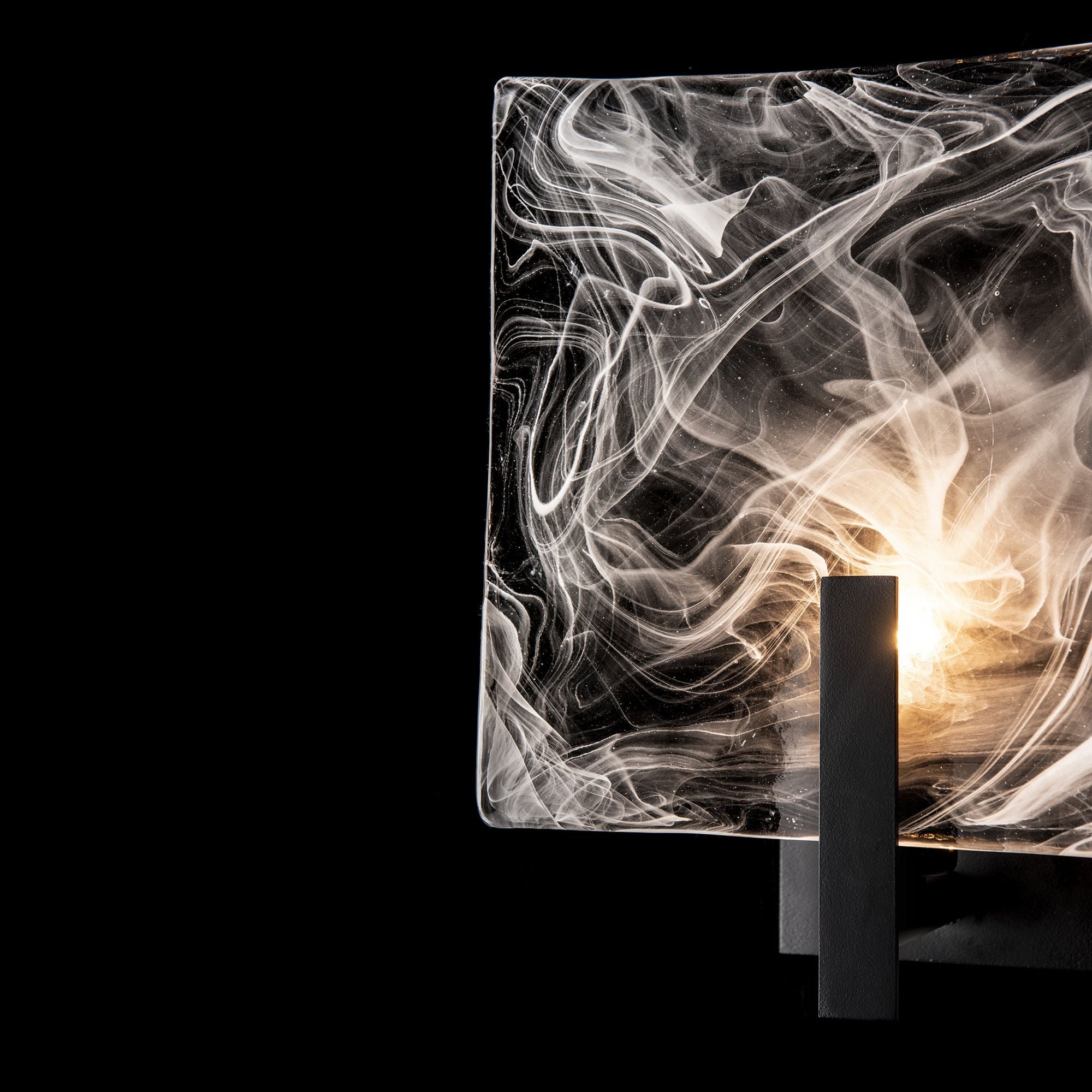 Arc Large 1-Light Bath Sconce 1-Light White Swirl Glass (YR) in Black