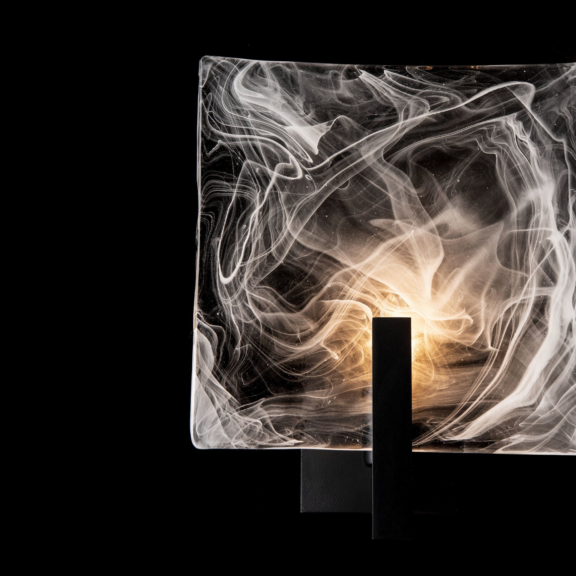 Arc Large 1-Light Bath Sconce 1-Light White Swirl Glass (YR) in Black