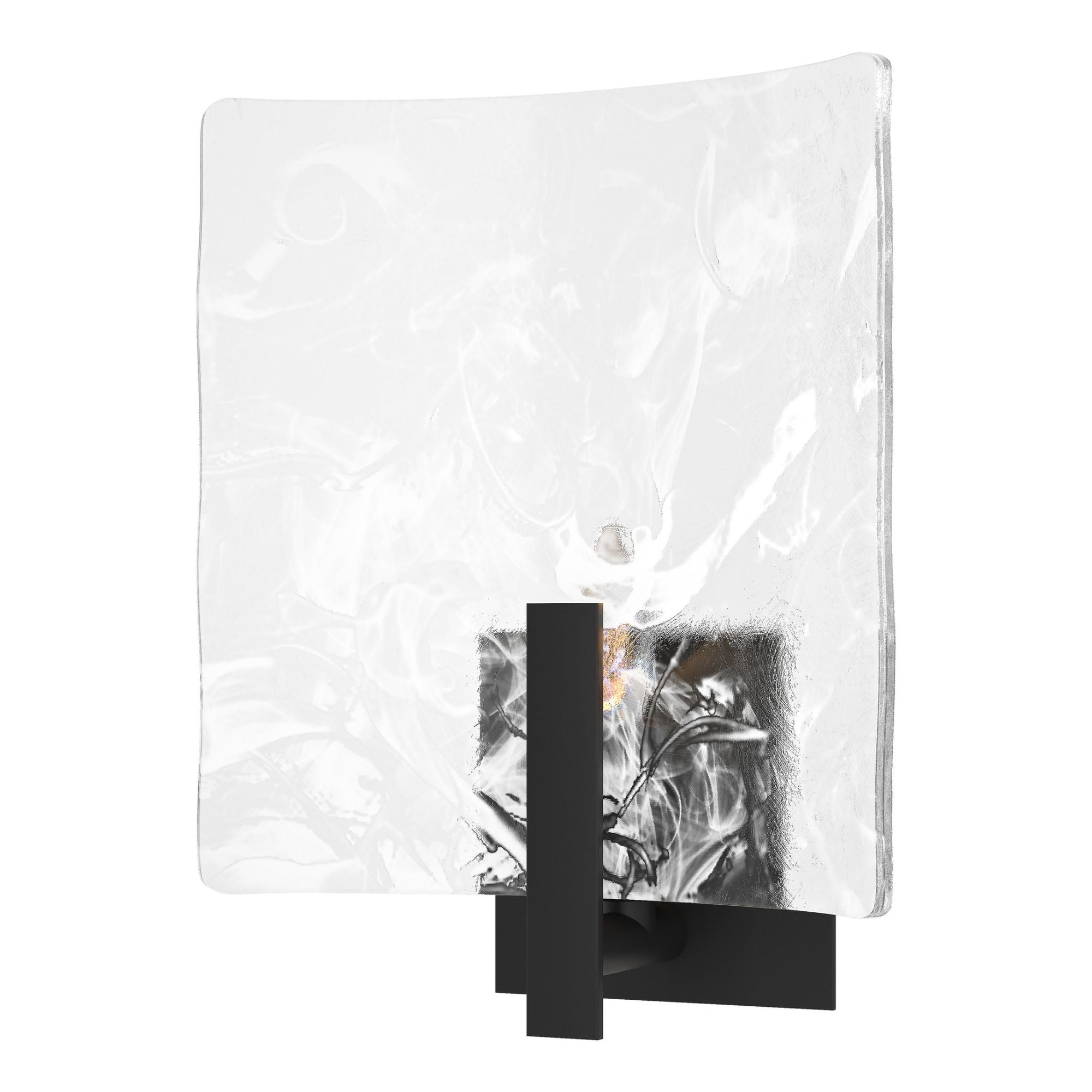 Arc Large 1-Light Bath Sconce 1-Light White Swirl Glass (YR) in Black