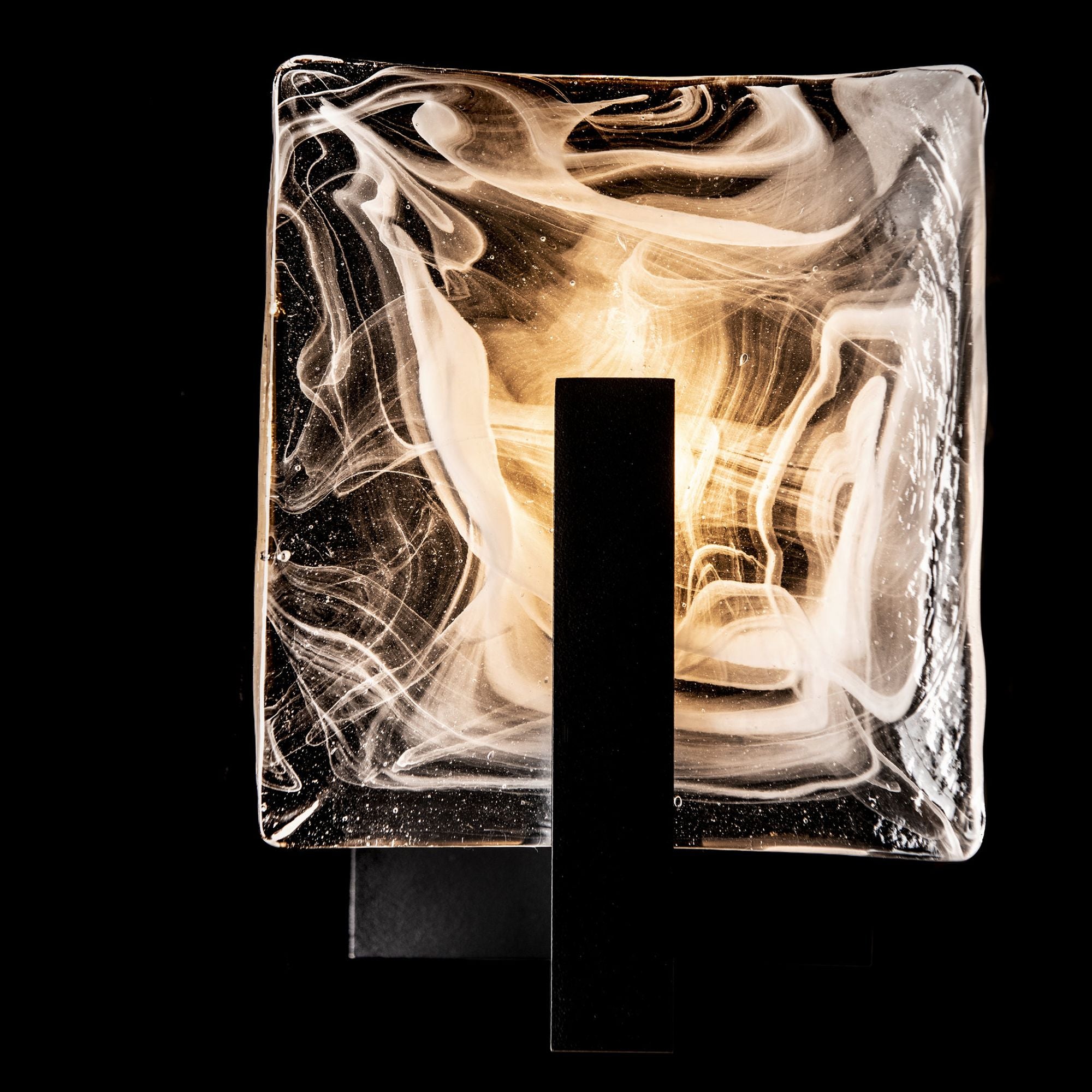 Arc Small 1-Light Bath Sconce 1-Light White Swirl Glass (YR) in Black