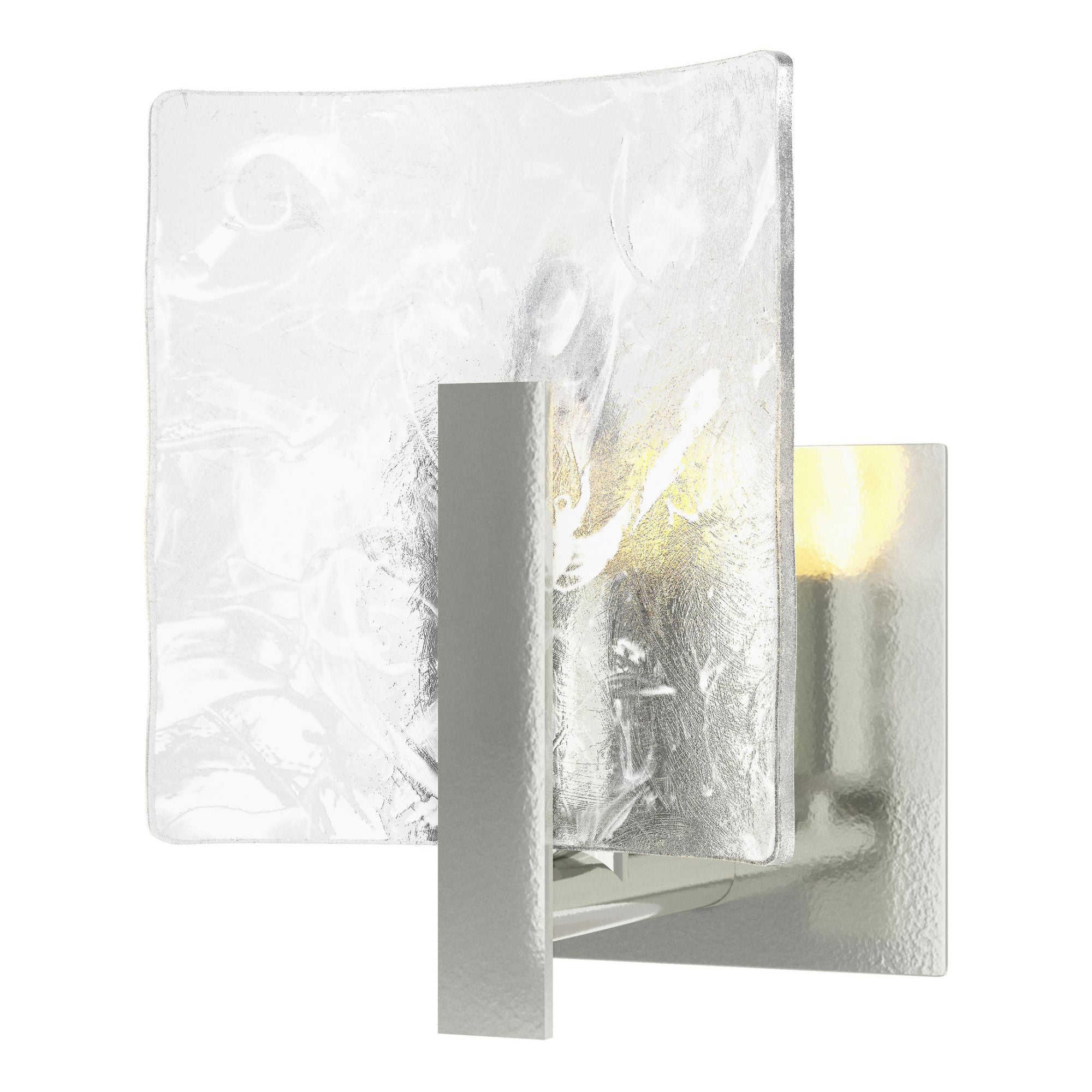 Arc Small 1-Light Bath Sconce 1-Light White Swirl Glass (YR) in Sterling