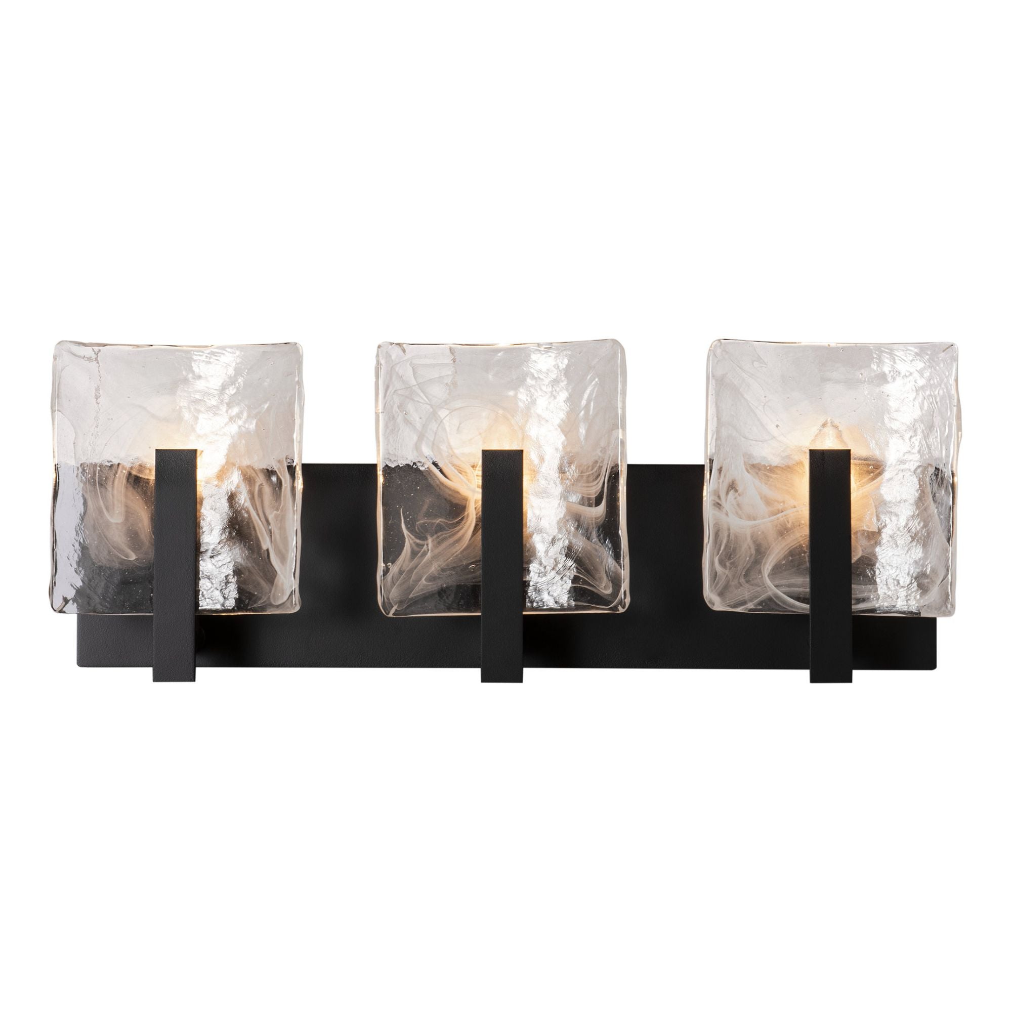 Arc 3-Light Bath Sconce 3-Light White Swirl Glass (YR) in Black