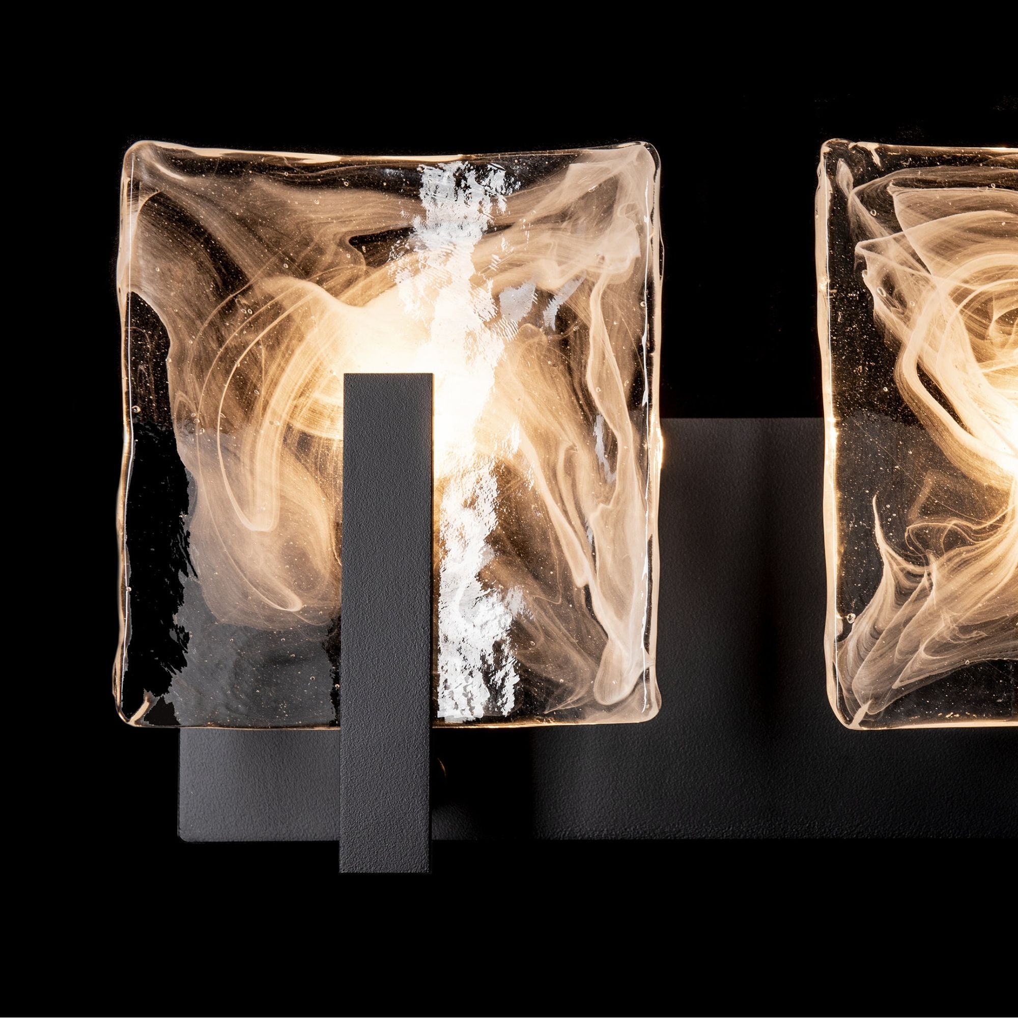 Arc 3-Light Bath Sconce 3-Light White Swirl Glass (YR) in Black