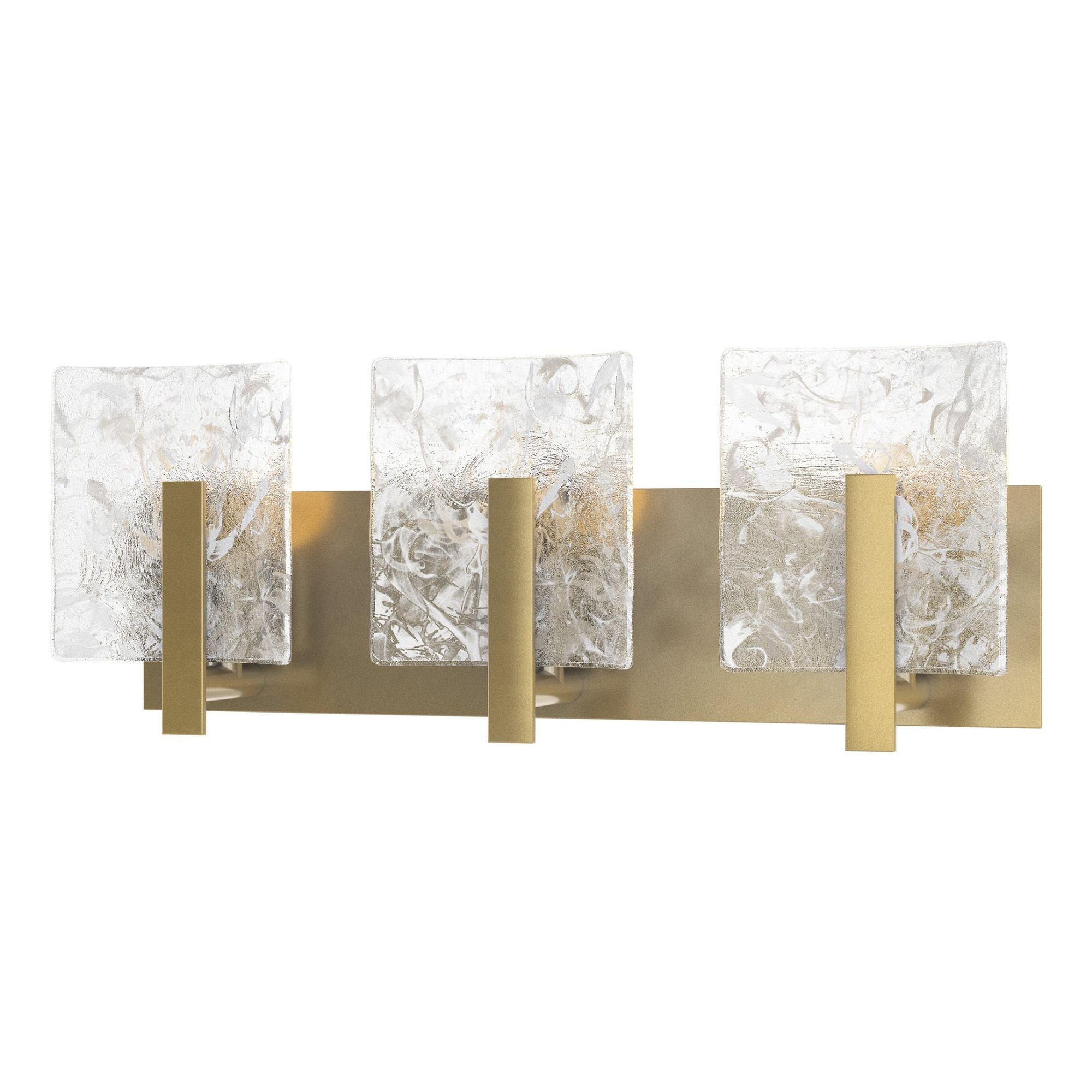 Arc 3-Light Bath Sconce 3-Light White Swirl Glass (YR) in Modern Brass
